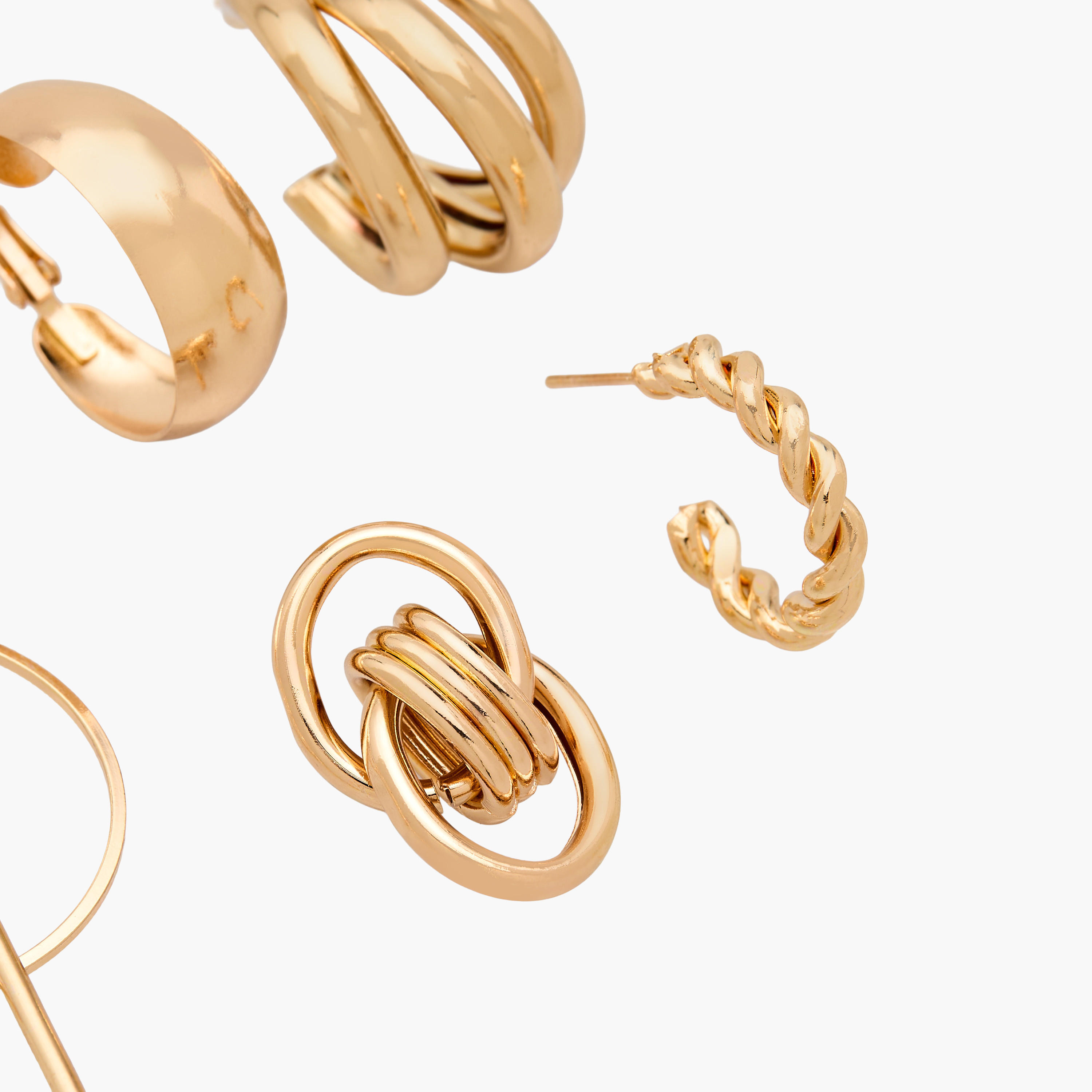 Pack of 5 Gold Tone Assorted Earrings with Pushback Closure-women-watchesandjewellery-jewellery-earrings-image-4