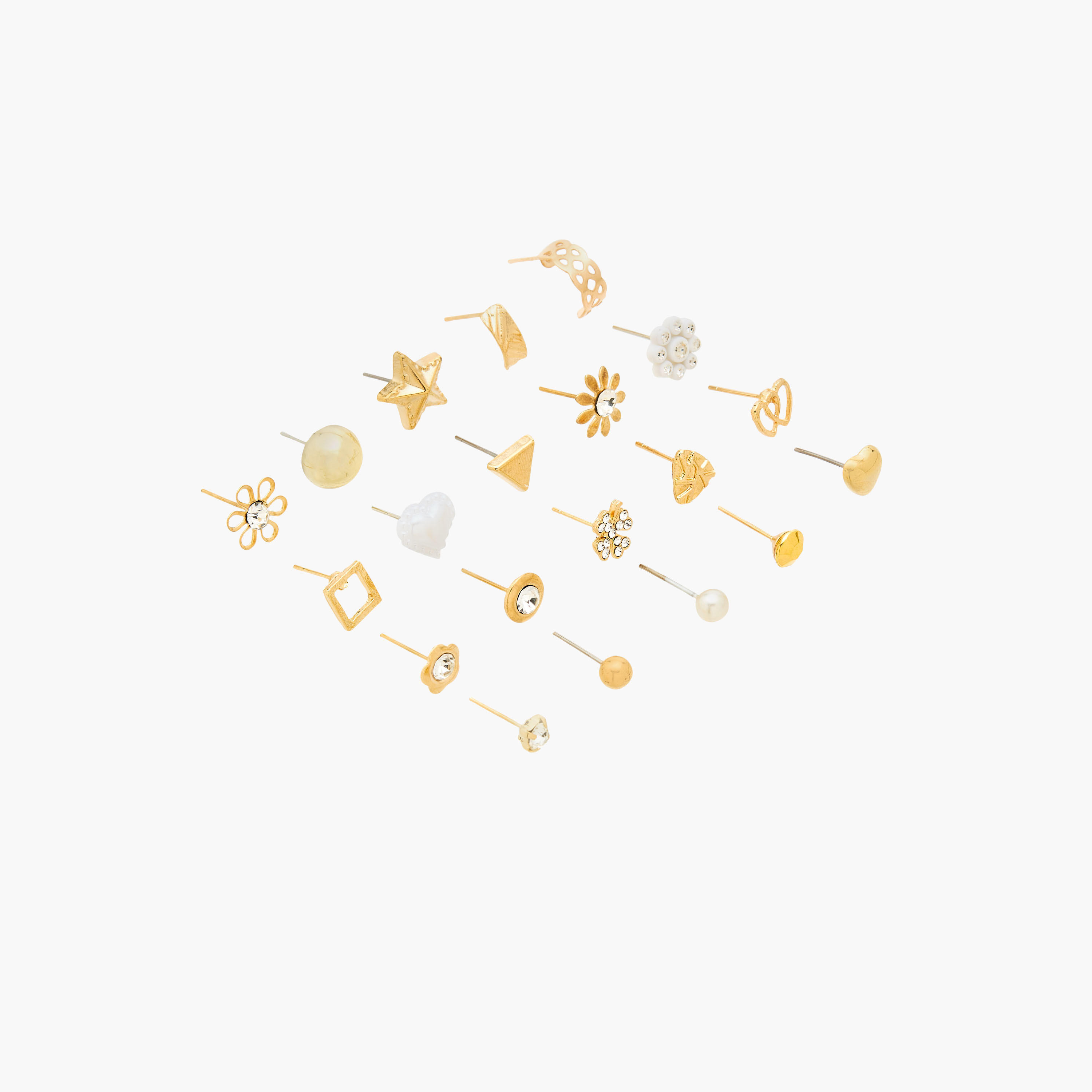 Pack of 20 Metallic Embellished Stud Earrings with Pushback Closure-women-watchesandjewellery-jewellery-earrings-image-2