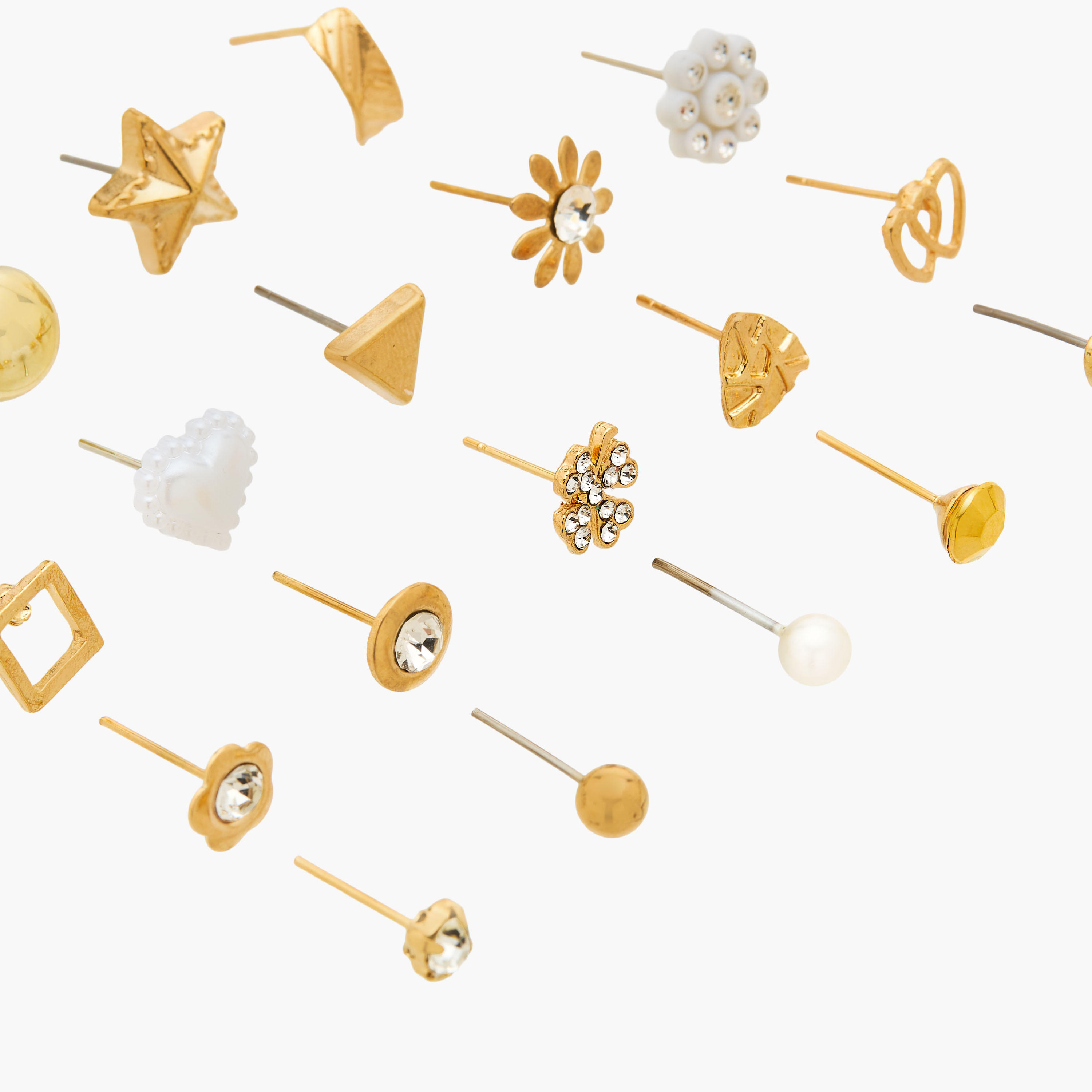 Pack of 20 Metallic Embellished Stud Earrings with Pushback Closure-women-watchesandjewellery-jewellery-earrings-image-3