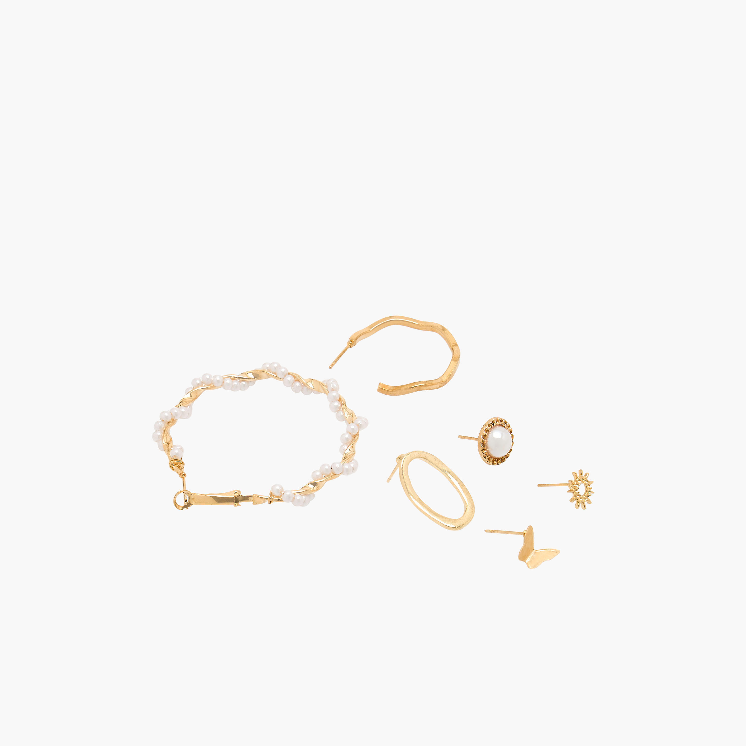 حلقان ميتاليك متنوعة بمكبس إغلاق خلفي - طقم 6 أزواج-women-watchesandjewellery-jewellery-earrings-image-2