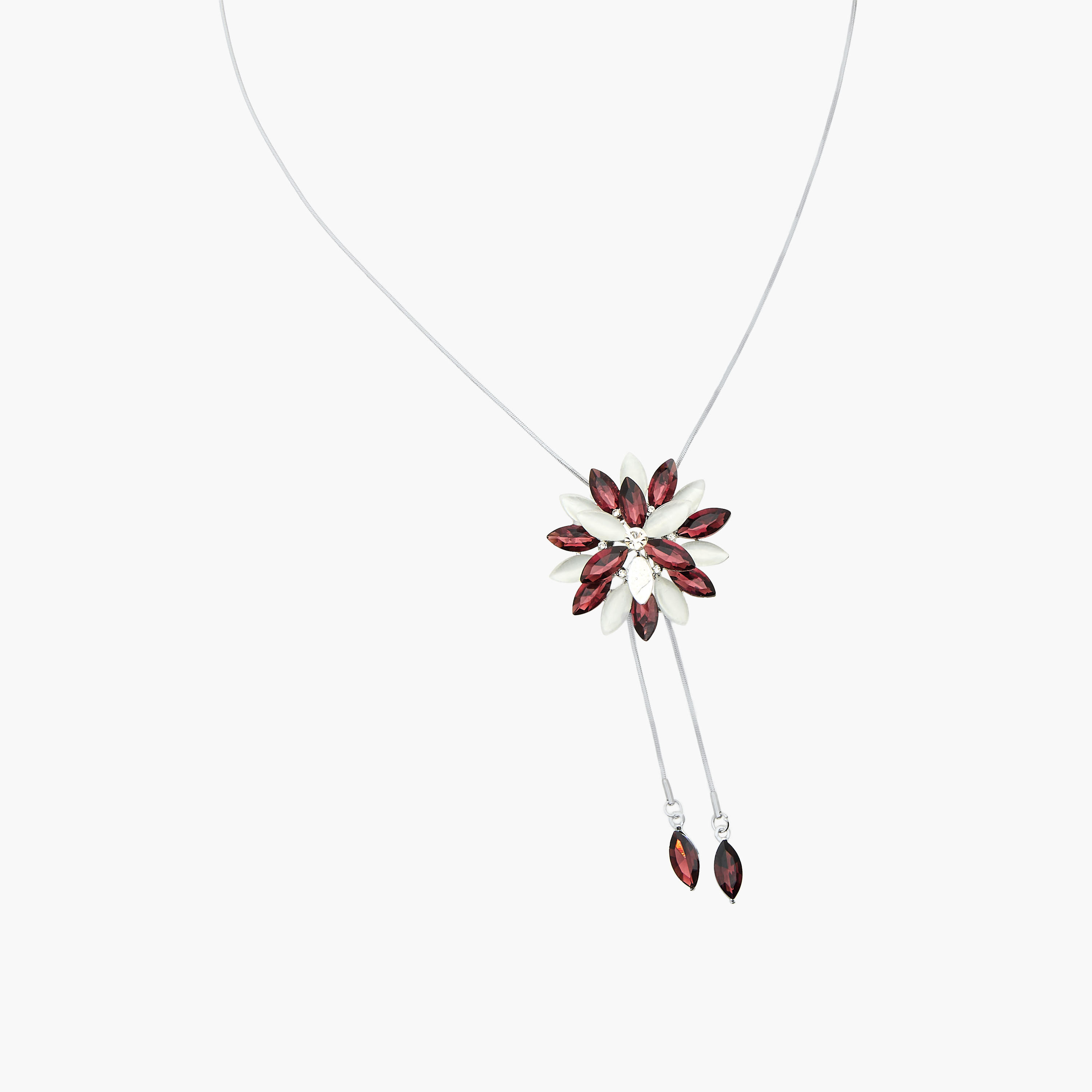 Metal Pendant Necklace with Floral Design-women-watchesandjewellery-jewellery-necklacesandpendants-image-2