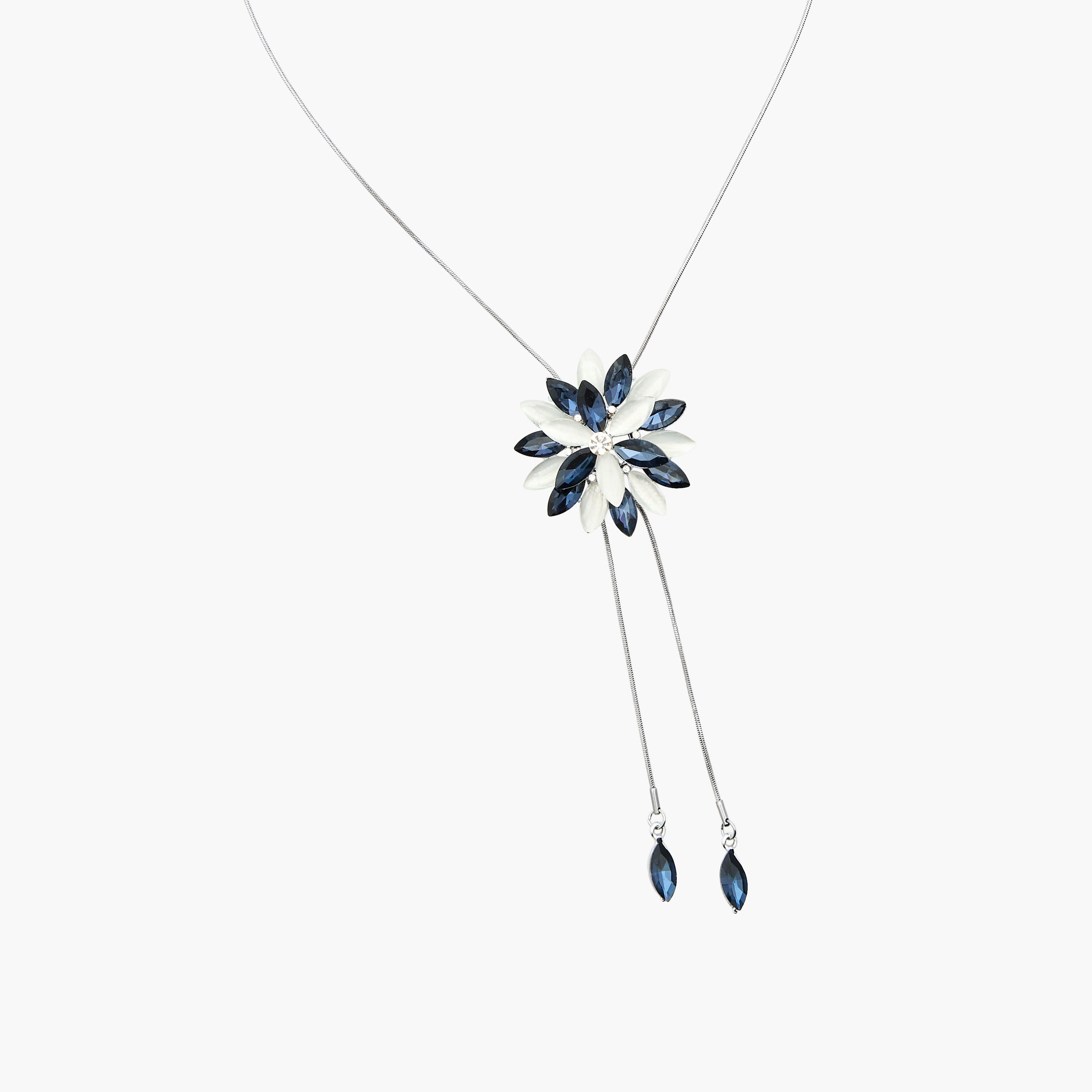 Silver Tone Pendant Necklace with Floral Design-women-watchesandjewellery-jewellery-necklacesandpendants-image-2