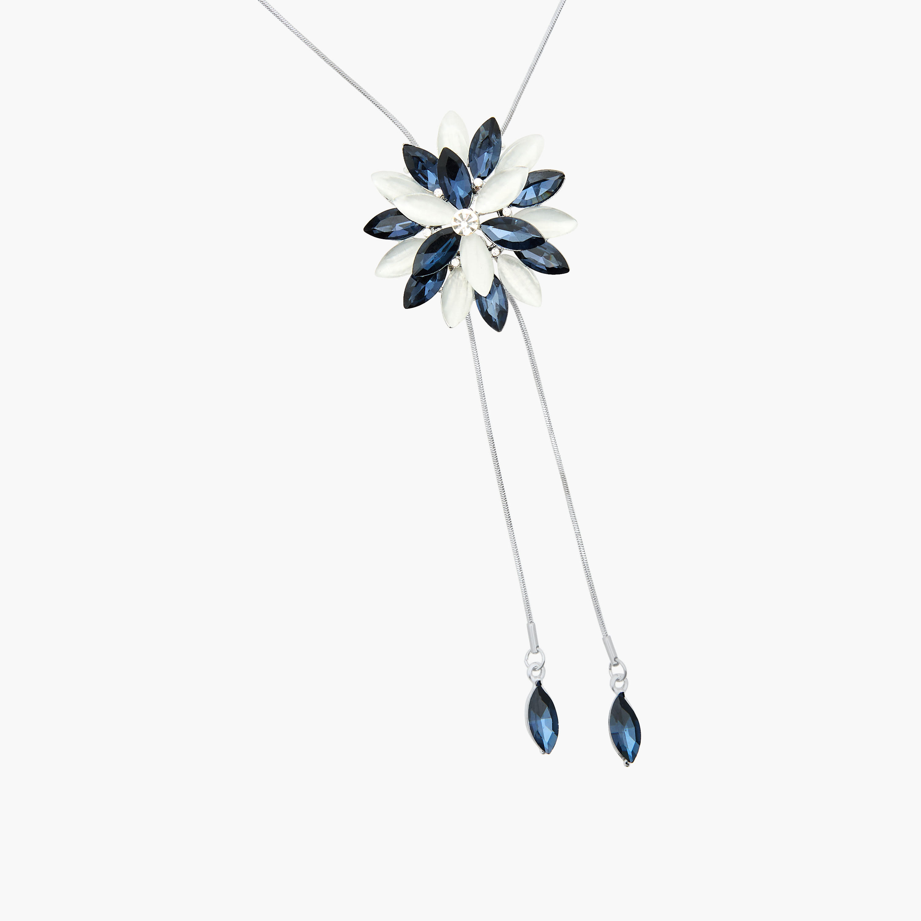 Silver Tone Pendant Necklace with Floral Design-women-watchesandjewellery-jewellery-necklacesandpendants-image-3