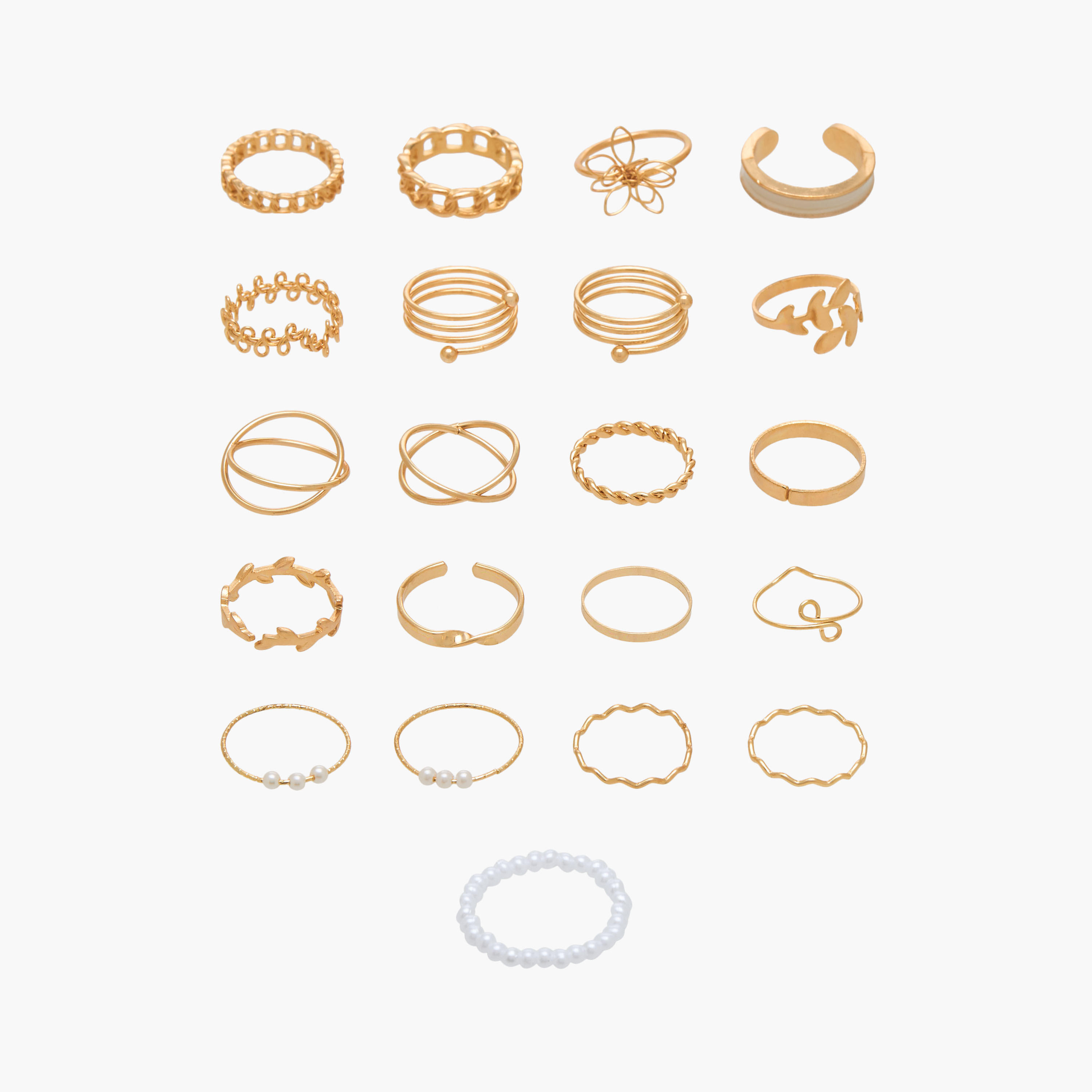 خواتم معدن بتصاميم متنوعة - طقم من 21 قطعة-women-watchesandjewellery-jewellery-rings-image-1