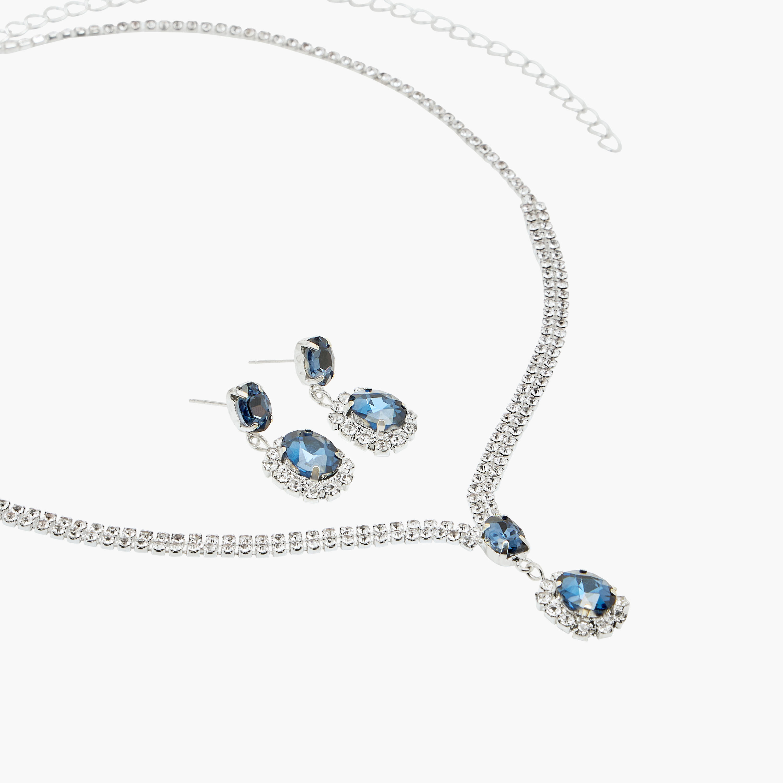 Set of 2 Cubic Zirconia Embellished Metal Necklace and Earrings-women-watchesandjewellery-jewellery-jewellerysets-image-4