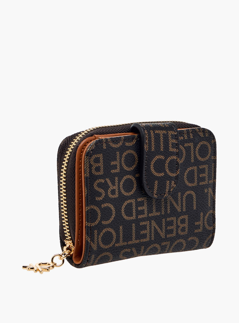 United Colors of Benetton Monogram Print Wallet with Zip Closure-women-bagsandwallets-wallets-image-2