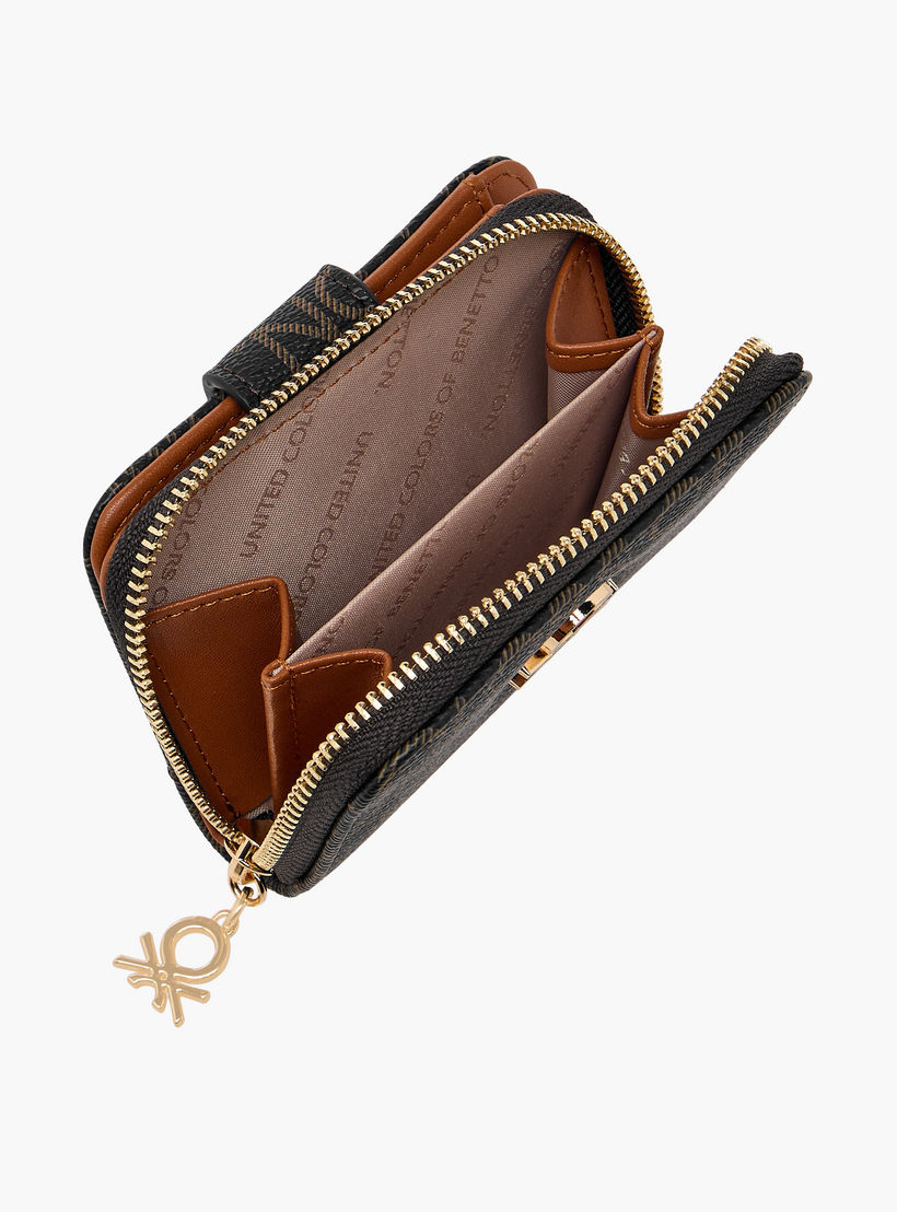 United Colors of Benetton Monogram Print Wallet with Zip Closure-women-bagsandwallets-wallets-image-5