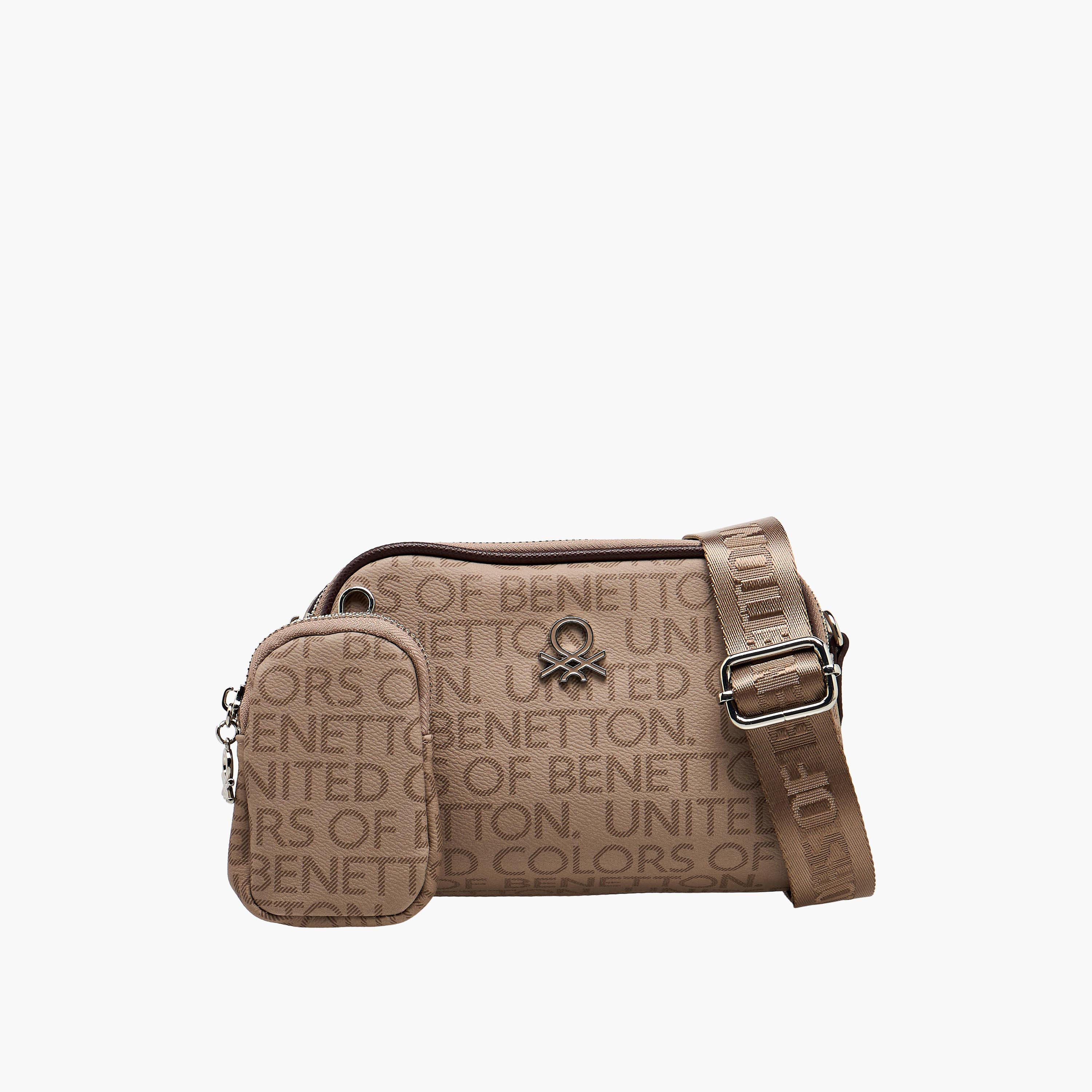 United Colors of Benetton Monogram Print Crossbody Bag with Pouch-women-bagsandwallets-handbags-image-1
