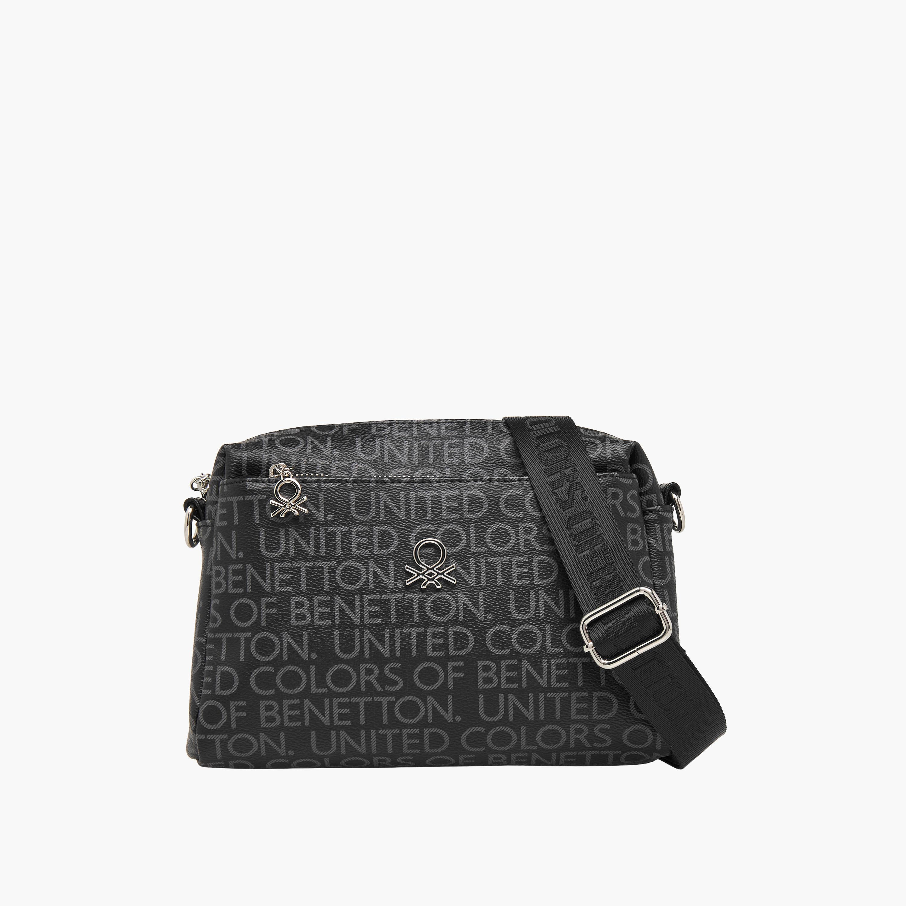 United Colors of Benetton Monogram Print Crossbody Bag with Detachable Strap-women-bagsandwallets-handbags-image-1