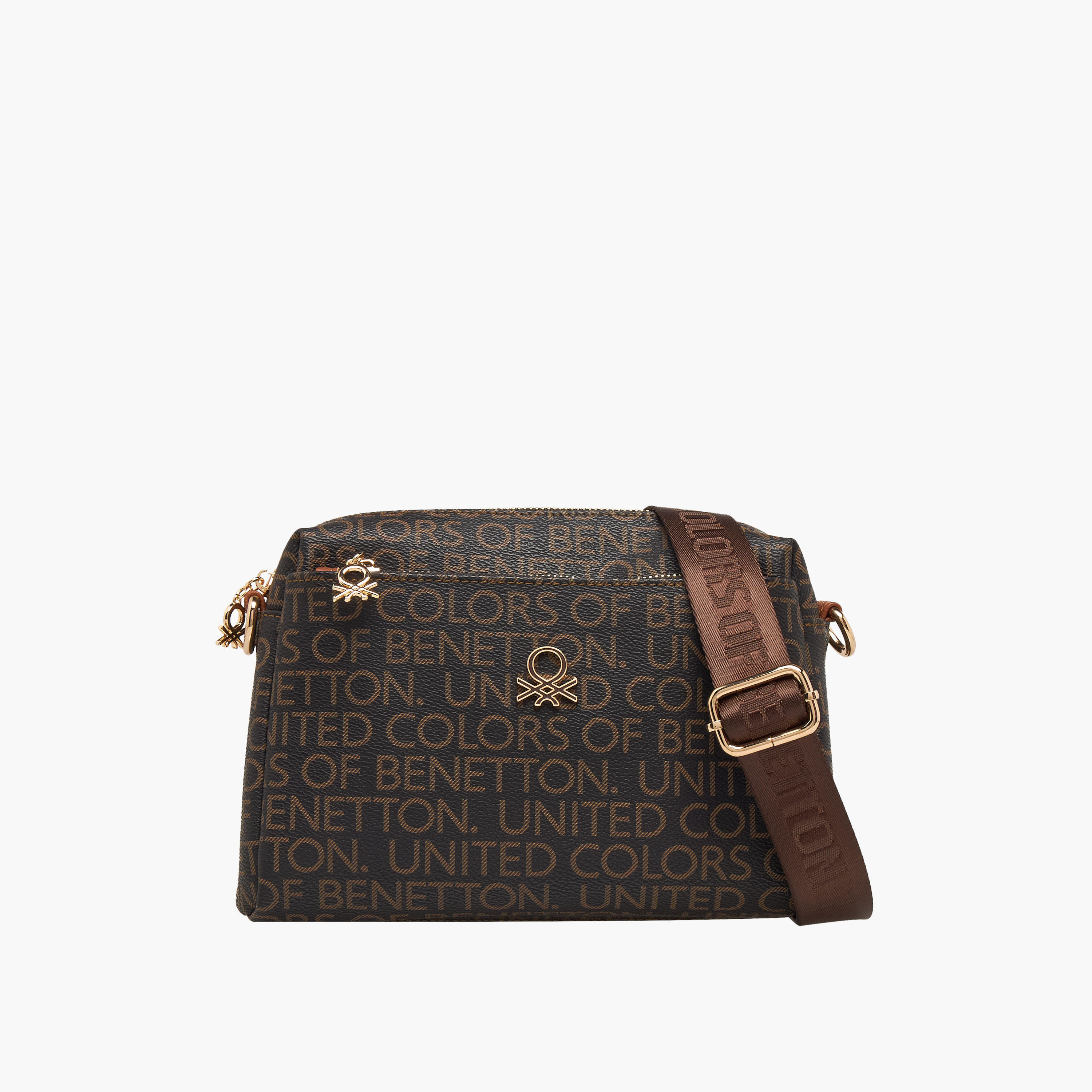 United Colors of Benetton Monogram Print Crossbody Bag with Detachable Strap-women-bagsandwallets-handbags-image-1