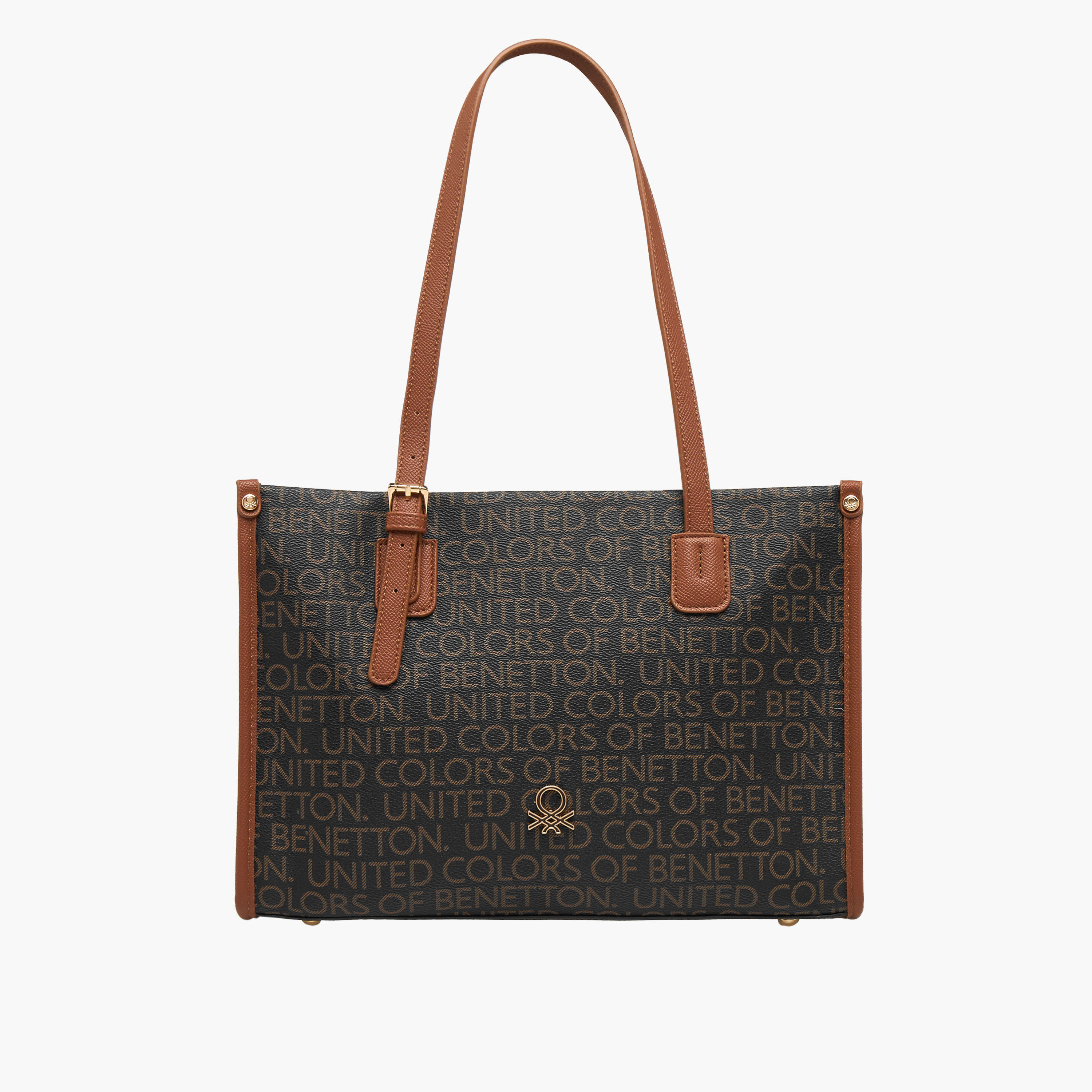 شنطة توتي بمقبض مزدوج وطبعات مونوجرام من يونايتد كولورز أوف بينيتون-women-bagsandwallets-handbags-image-1