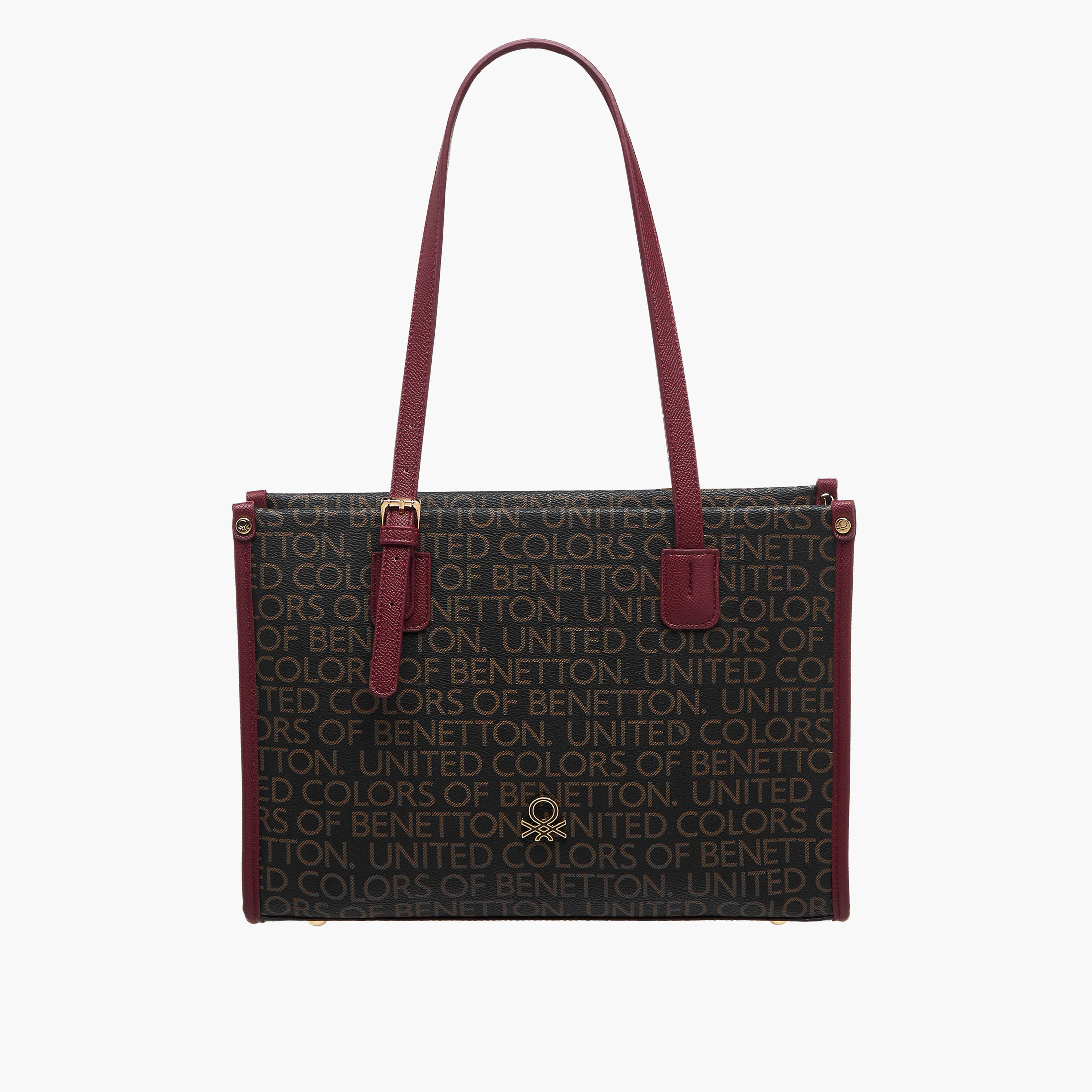 United Colors of Benetton Monogram Print Tote Bag with Double Handle-women-bagsandwallets-handbags-image-1