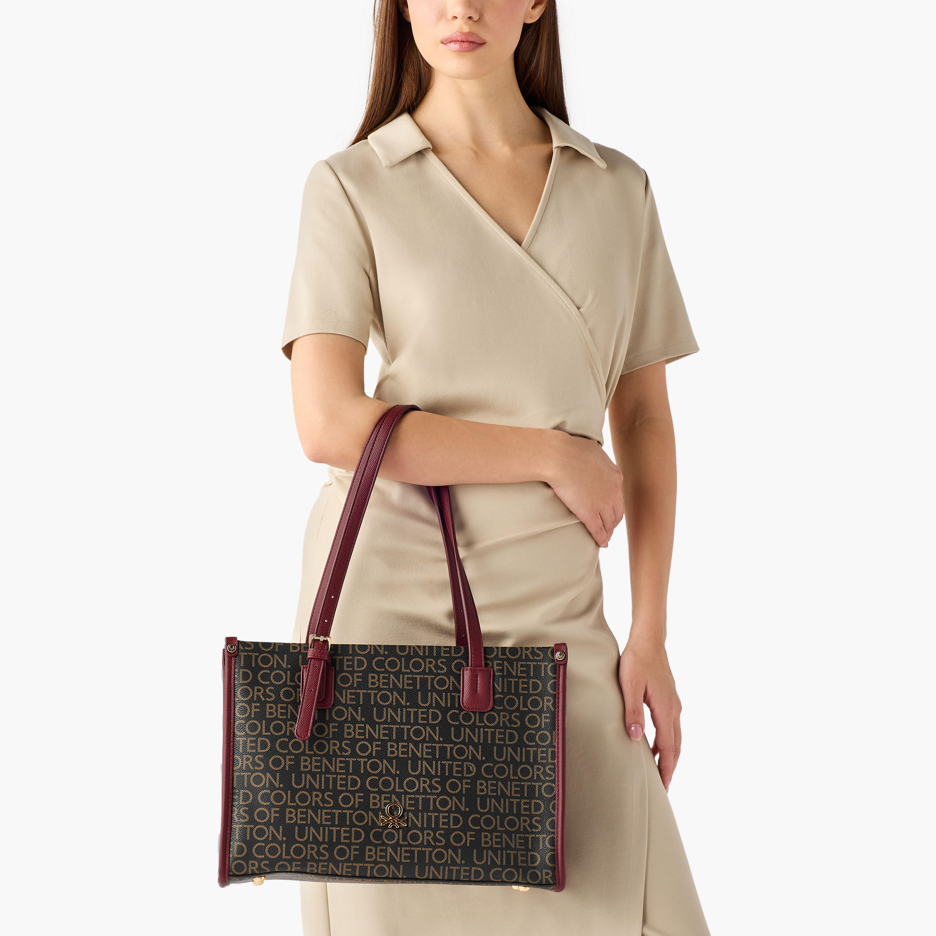 United Colors of Benetton Monogram Print Tote Bag with Double Handle-women-bagsandwallets-handbags-image-2
