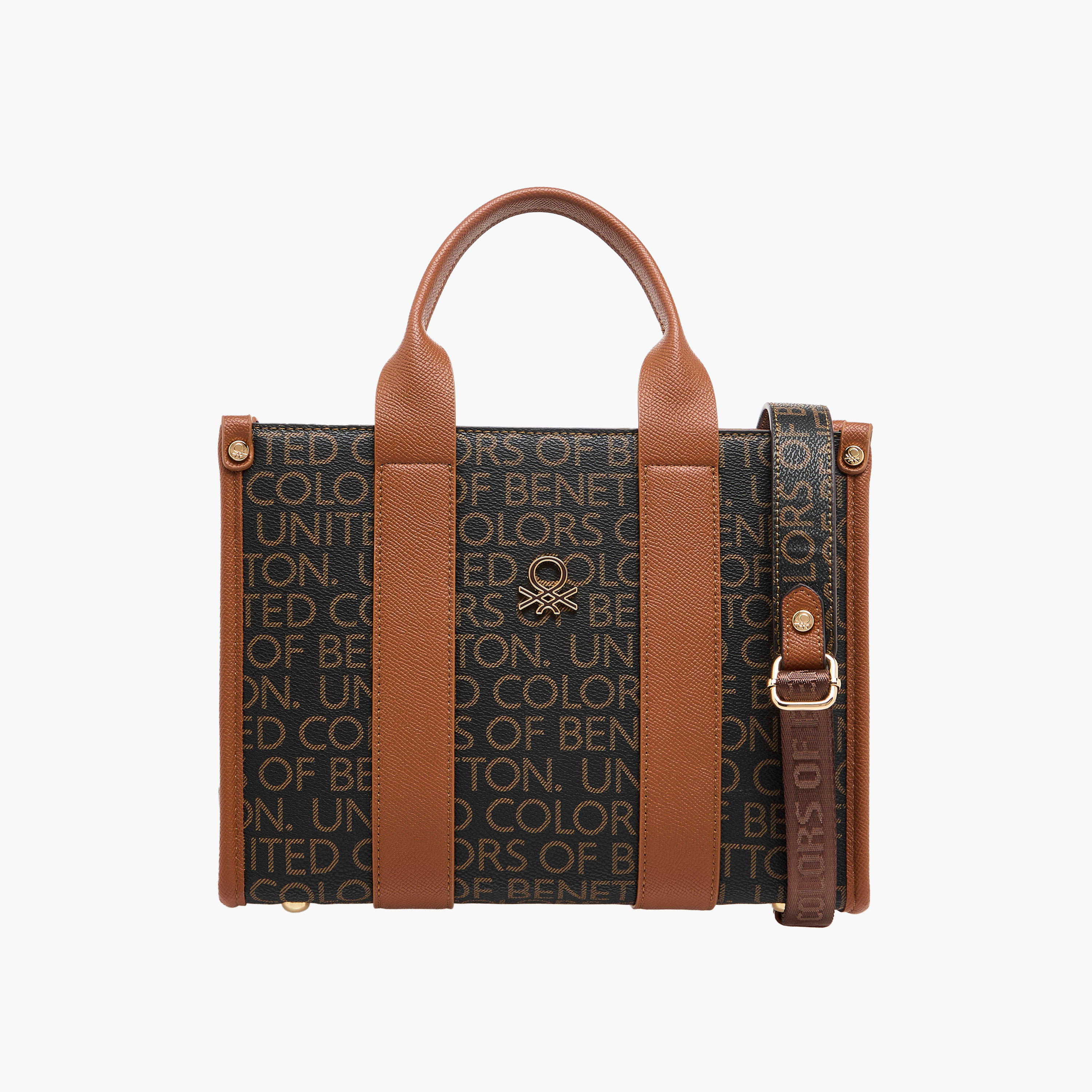 United Colors of Benetton Monogram Print Tote Bag with Detachable Strap-women-bagsandwallets-handbags-image-1