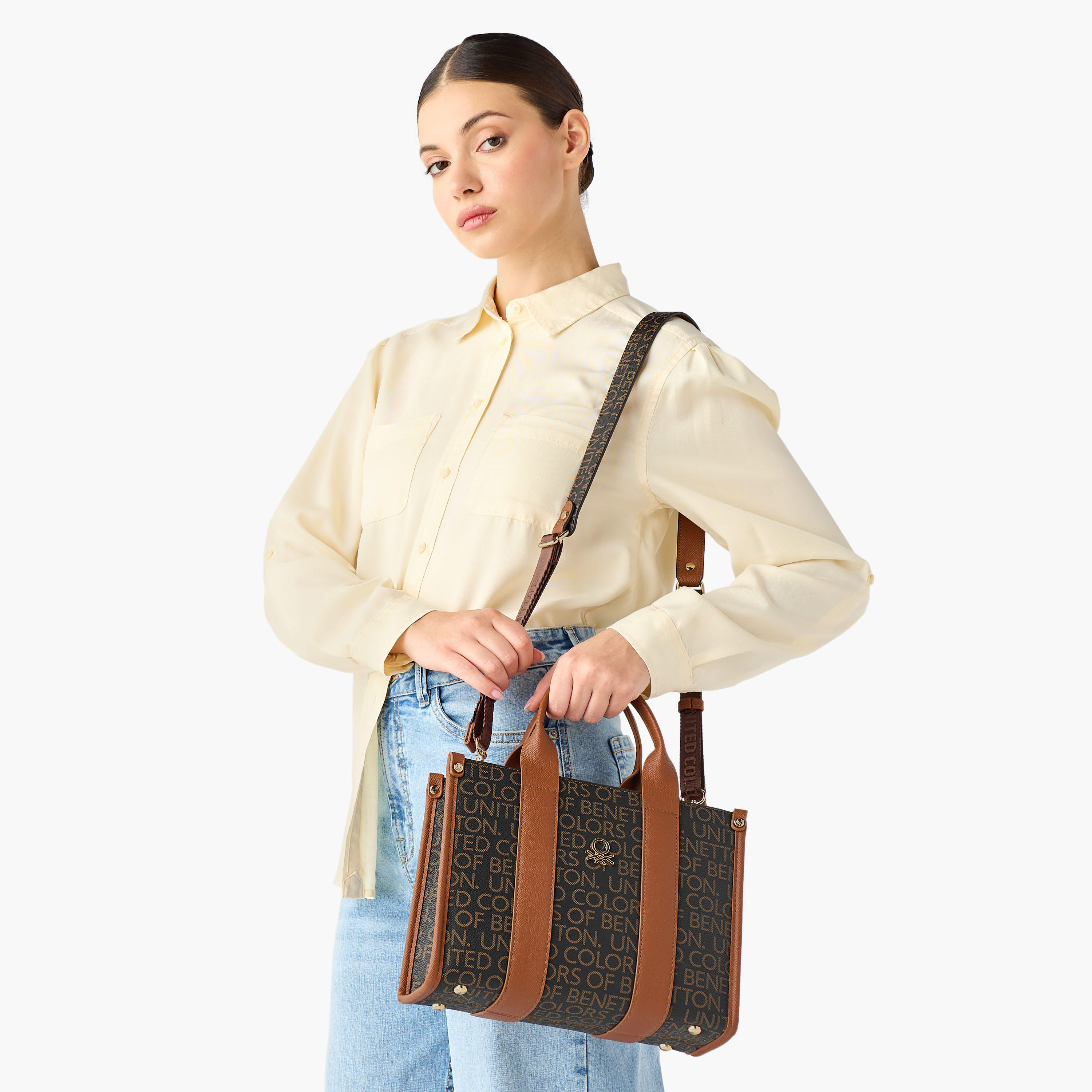 United Colors of Benetton Monogram Print Tote Bag with Detachable Strap-women-bagsandwallets-handbags-image-8