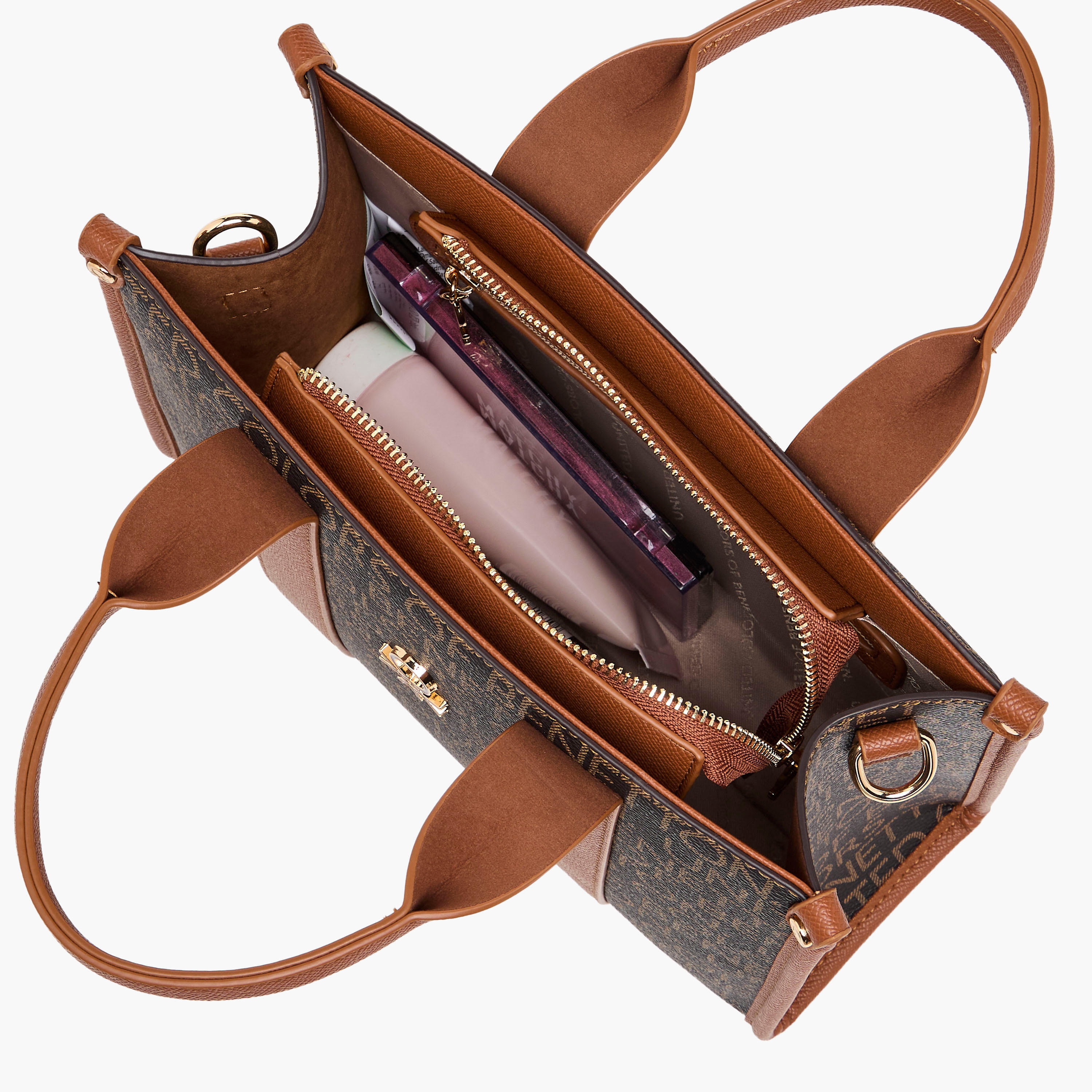 United Colors of Benetton Monogram Print Tote Bag with Detachable Strap-women-bagsandwallets-handbags-image-9