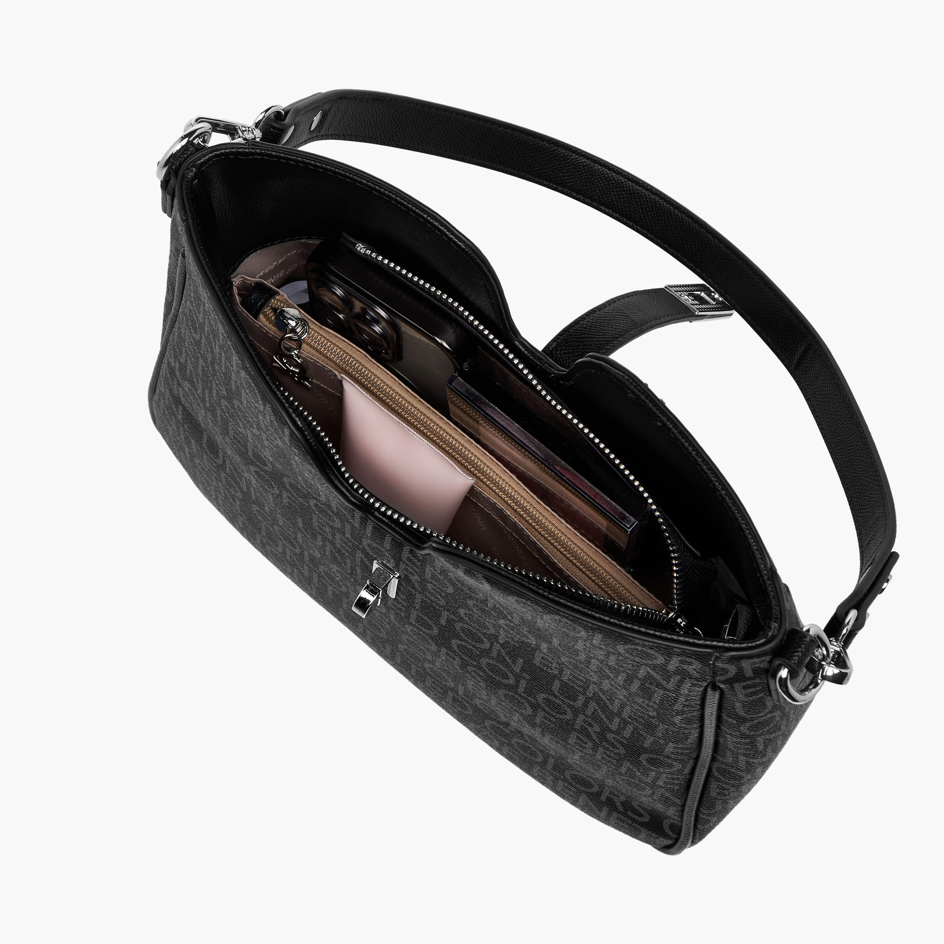 United Colors of Benetton Monogram Print Shoulder Bag with Detachable Strap-women-bagsandwallets-handbags-image-9
