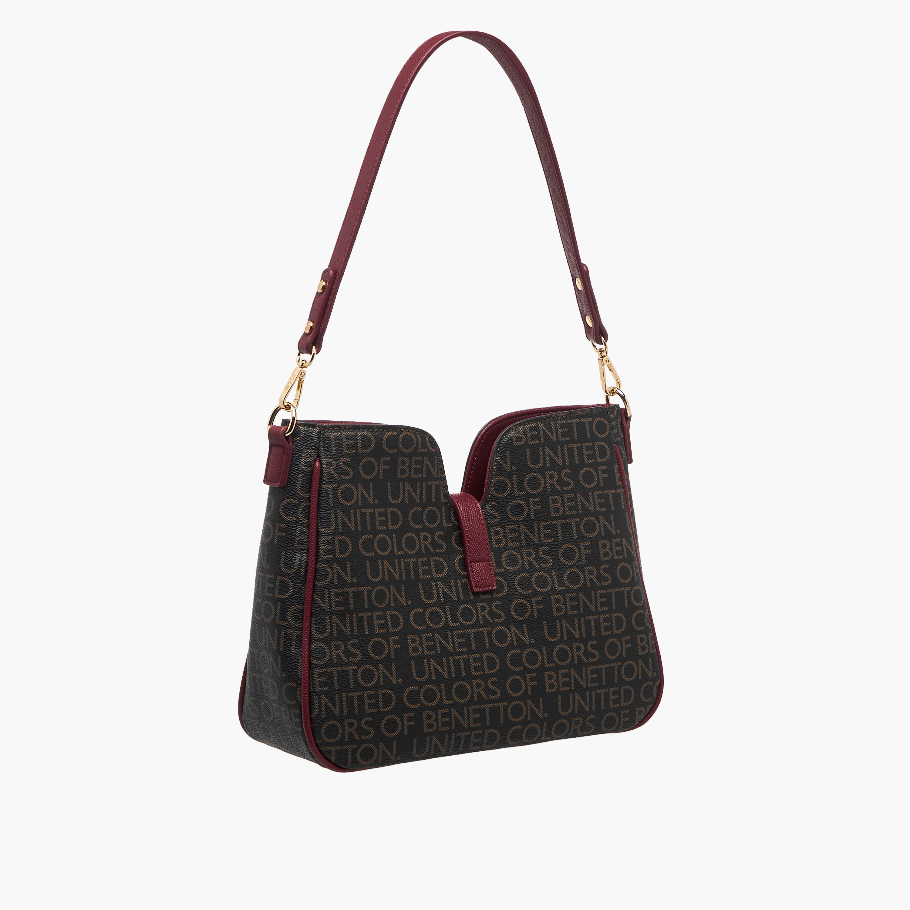 United Colors of Benetton Monogram Print Shoulder Bag with Detachable Strap-women-bagsandwallets-handbags-image-4