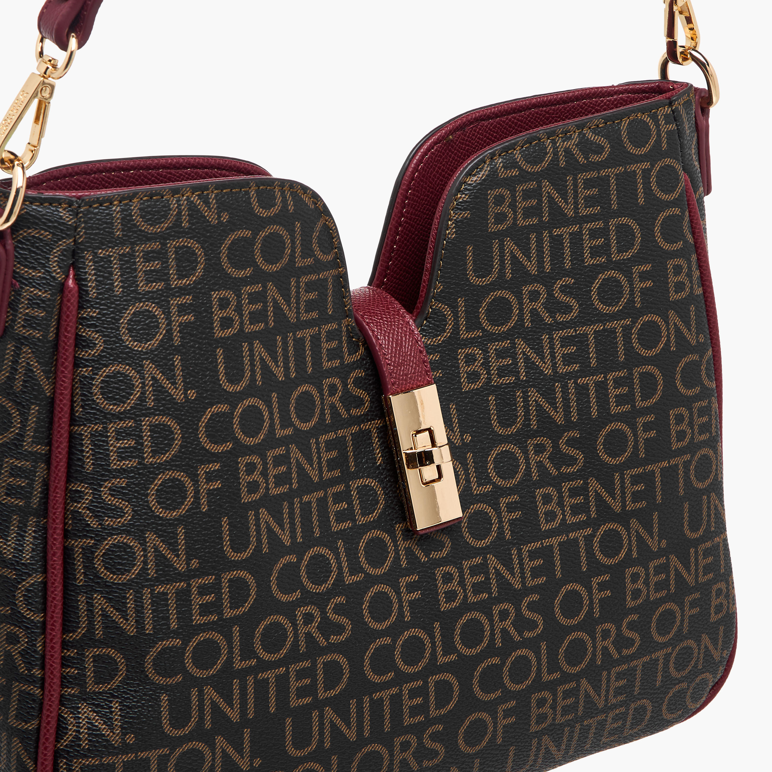 United Colors of Benetton Monogram Print Shoulder Bag with Detachable Strap-women-bagsandwallets-handbags-image-5