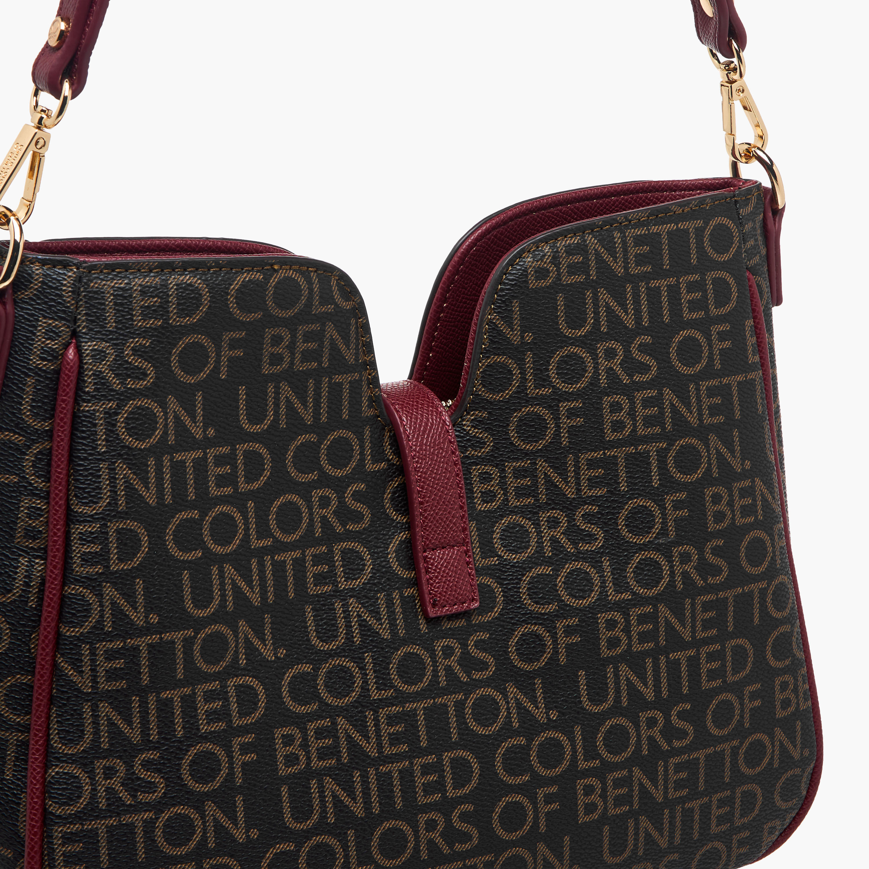 United Colors of Benetton Monogram Print Shoulder Bag with Detachable Strap-women-bagsandwallets-handbags-image-6