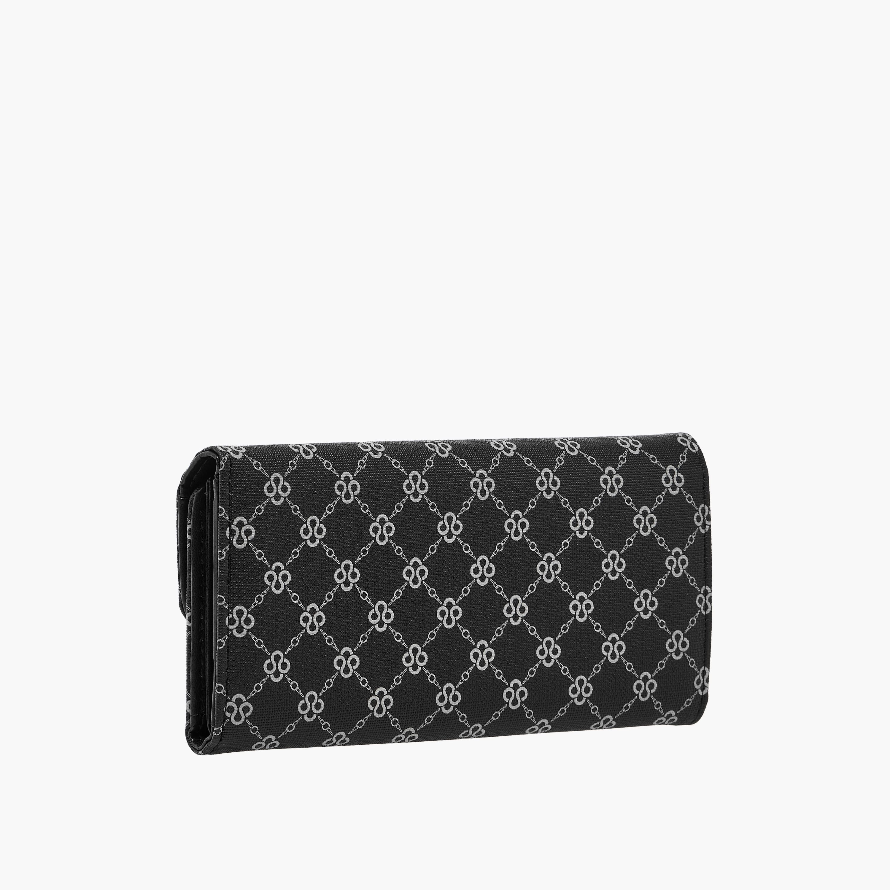 Sasha Sam Monogram Print Tri-Fold Wallet with Button Closure-women-bagsandwallets-wallets-image-2