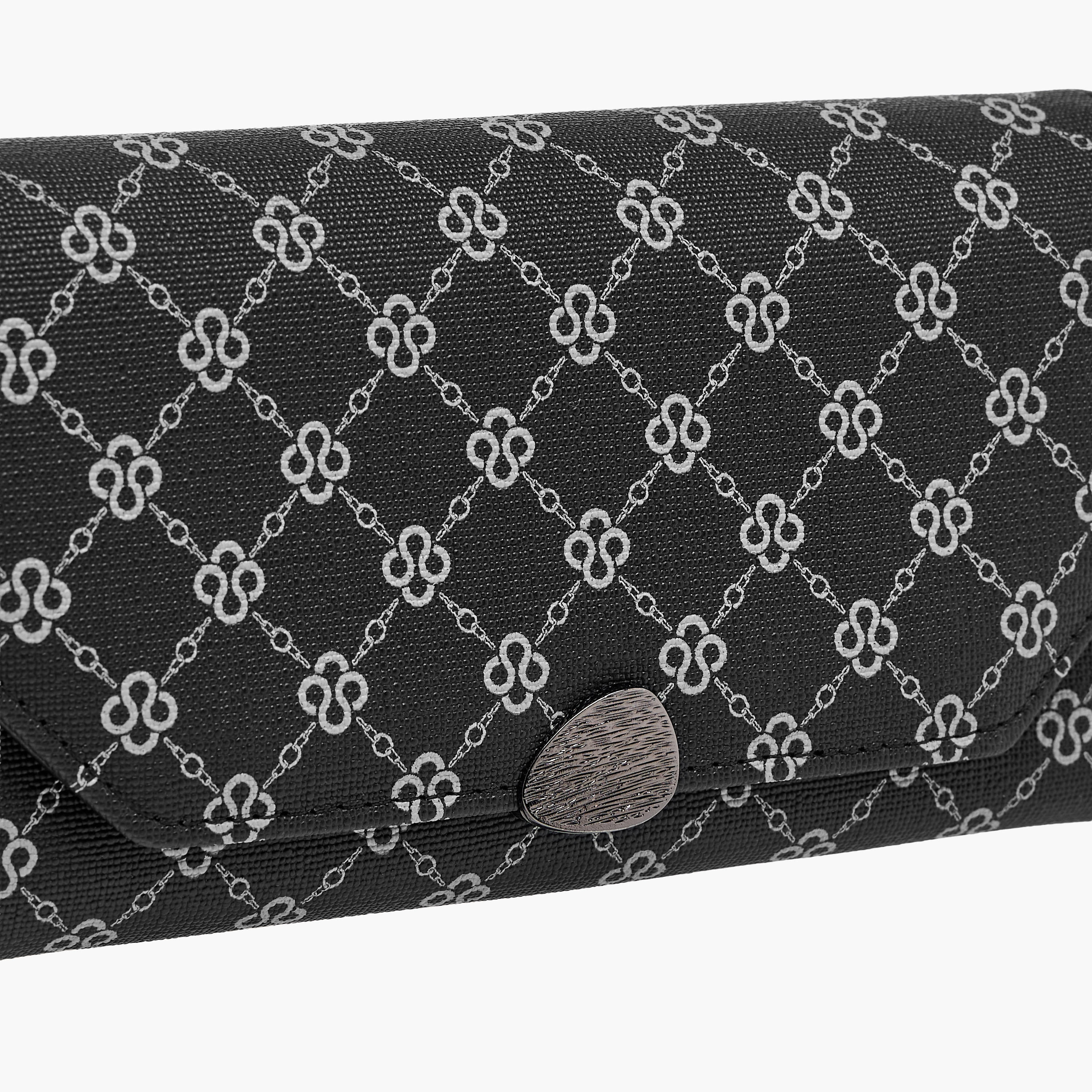 Sasha Sam Monogram Print Tri-Fold Wallet with Button Closure-women-bagsandwallets-wallets-image-3