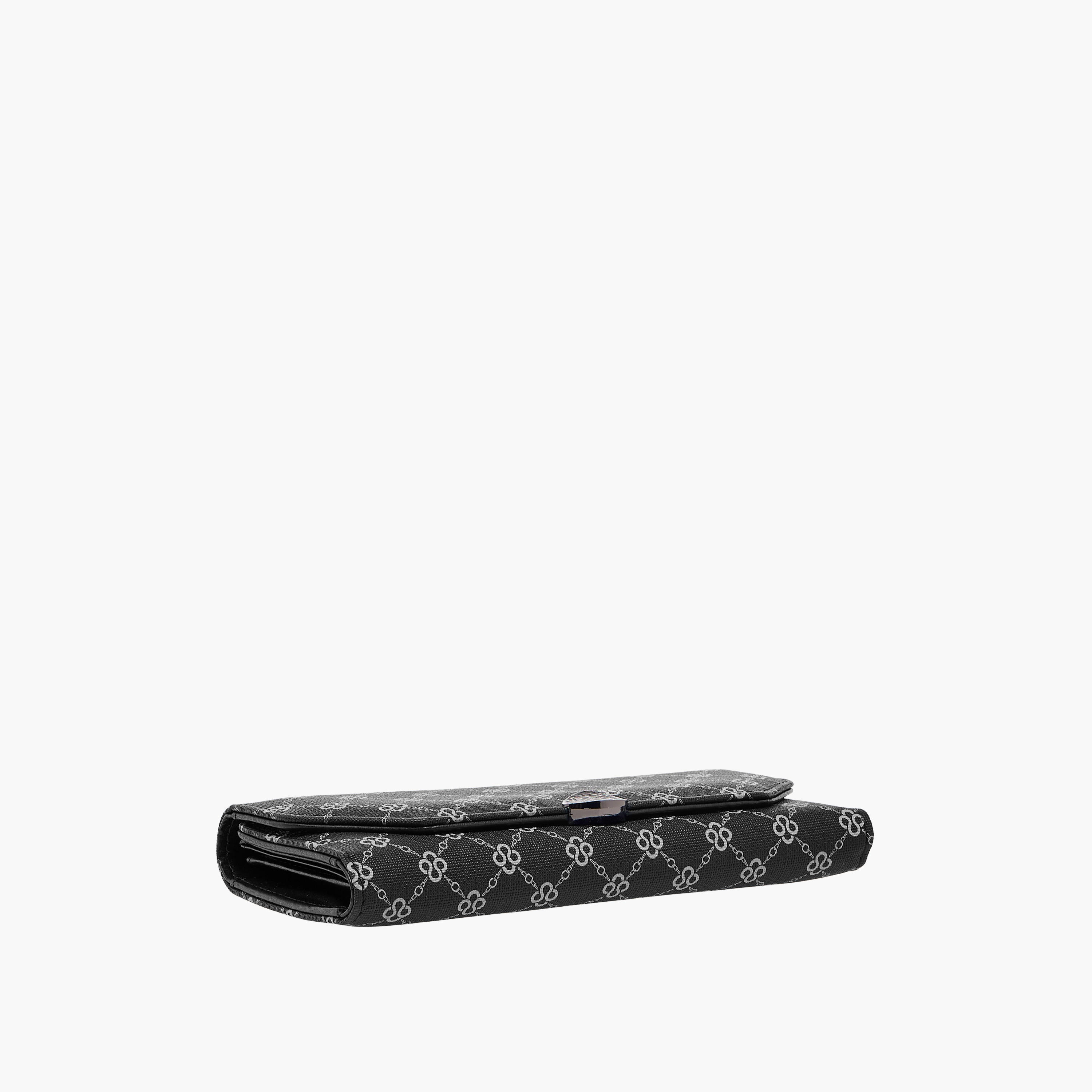Sasha Sam Monogram Print Tri-Fold Wallet with Button Closure-women-bagsandwallets-wallets-image-4