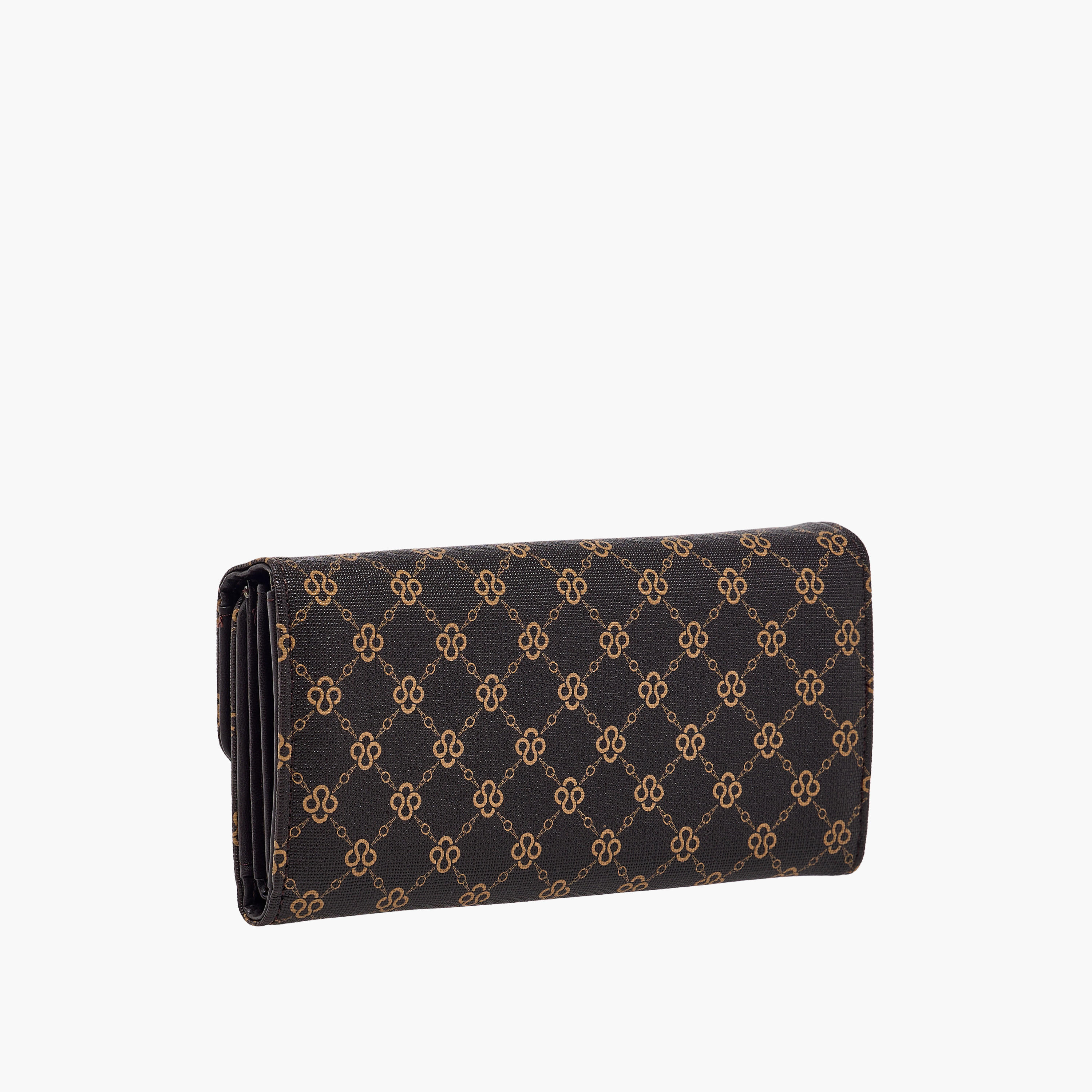 Sasha Sam Monogram Print Tri-Fold Wallet with Button Closure-women-bagsandwallets-wallets-image-2