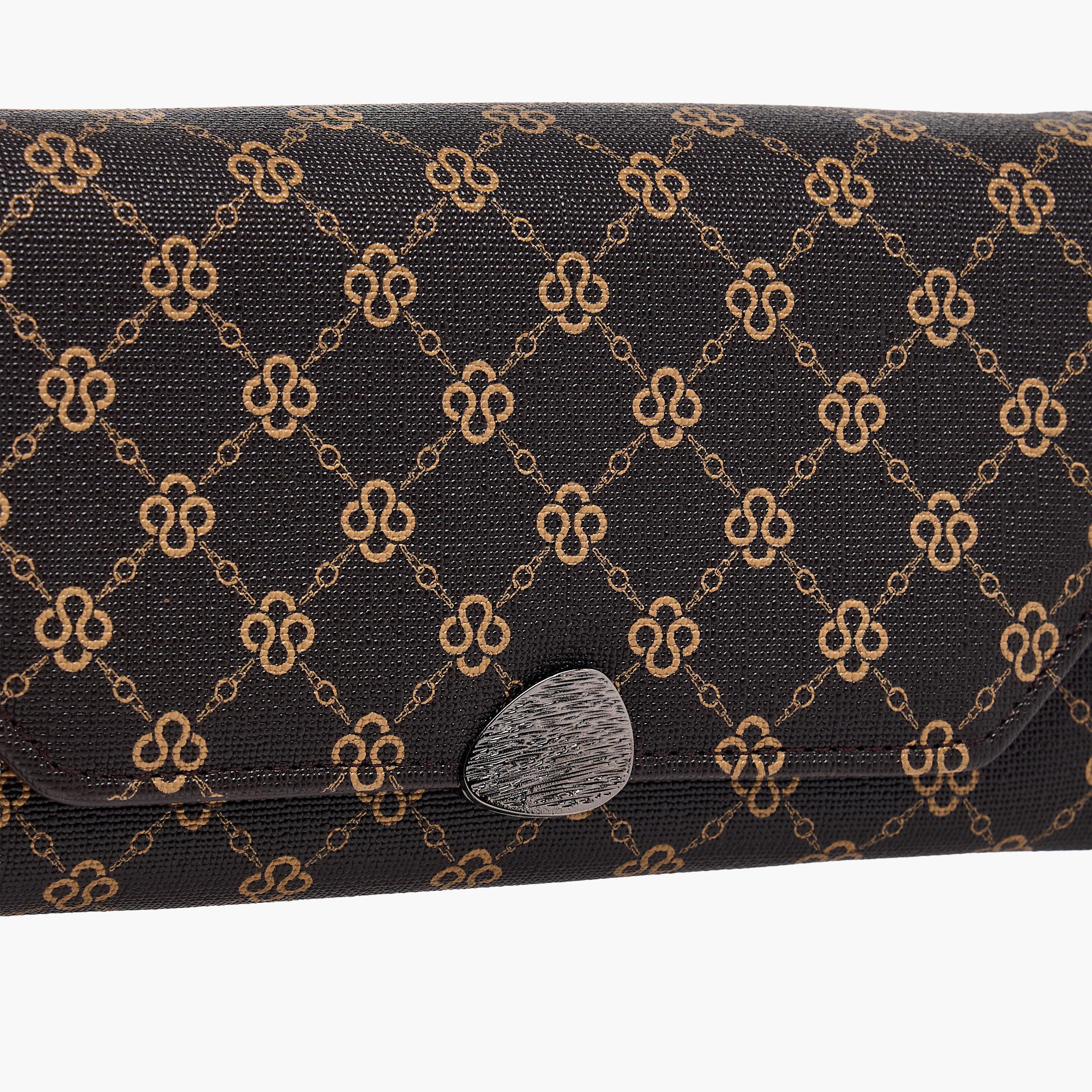 Sasha Sam Monogram Print Tri-Fold Wallet with Button Closure-women-bagsandwallets-wallets-image-3