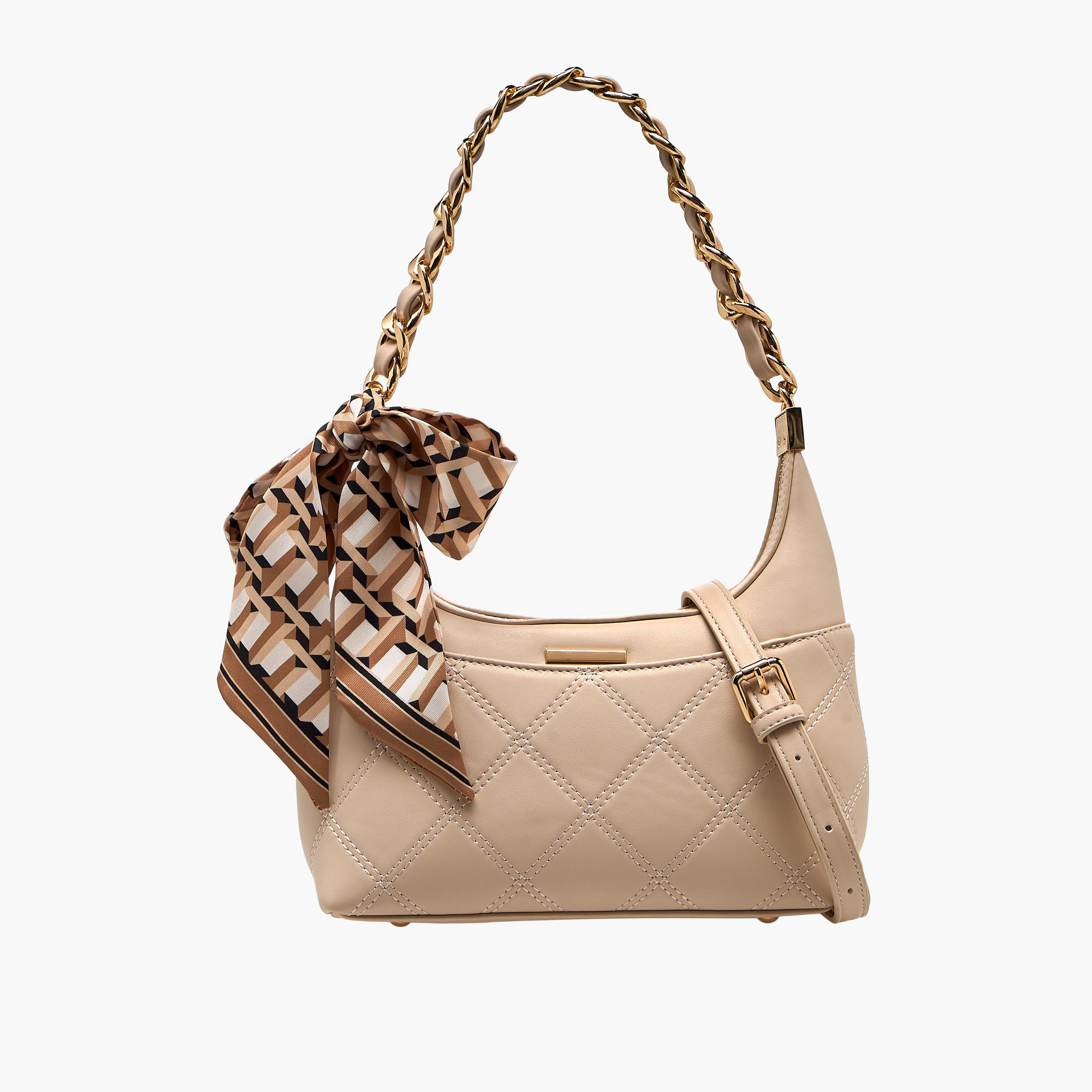 Sasha Jul Quilted Baguette Bag with Scarf Accent-women-bagsandwallets-handbags-image-1