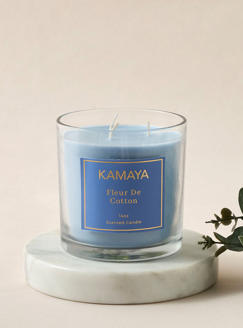 Kamaya Fleur De Cotton Scented 3-Wick Jar Candle - 400 gms-household-homefragrance-candles-image-1