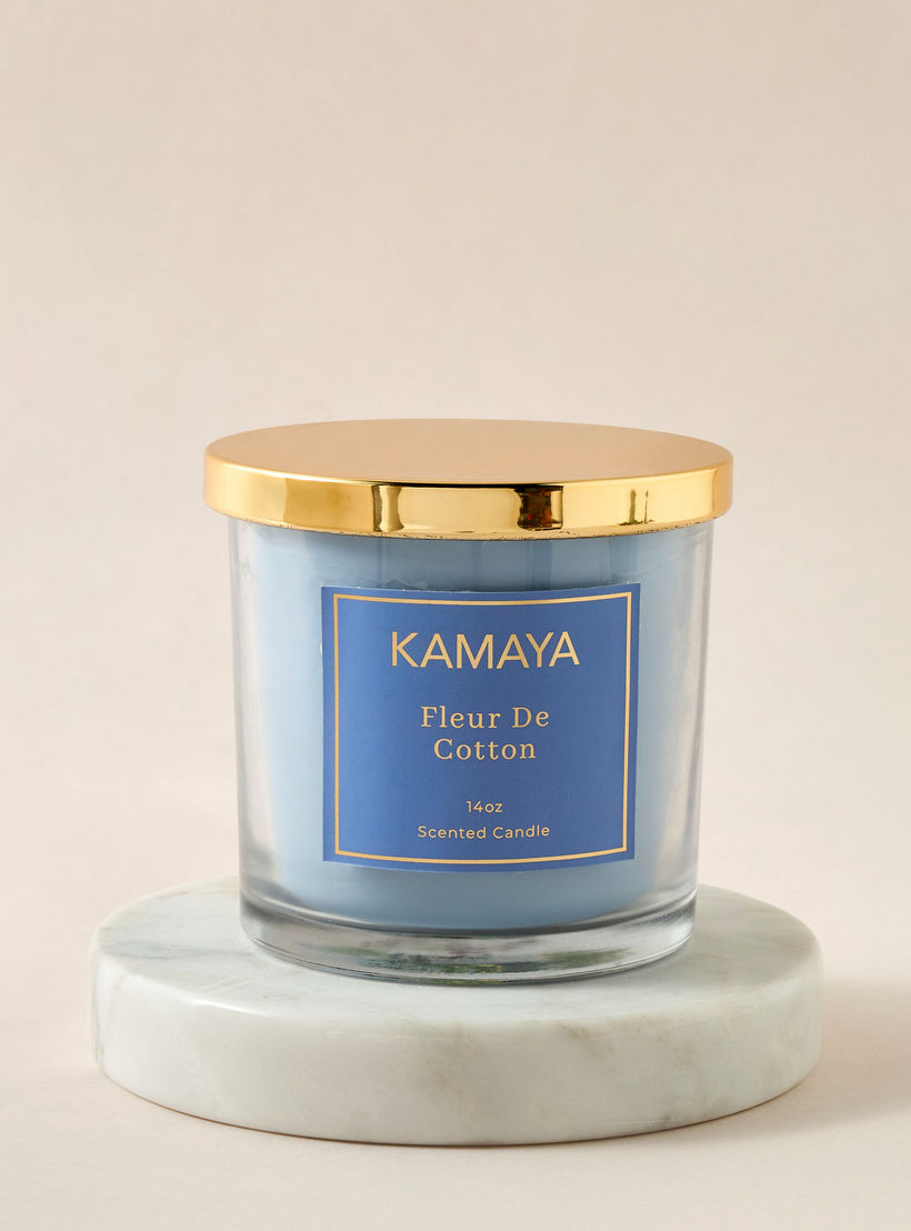 Kamaya Fleur De Cotton Scented 3-Wick Jar Candle - 400 gms-household-homefragrance-candles-image-2