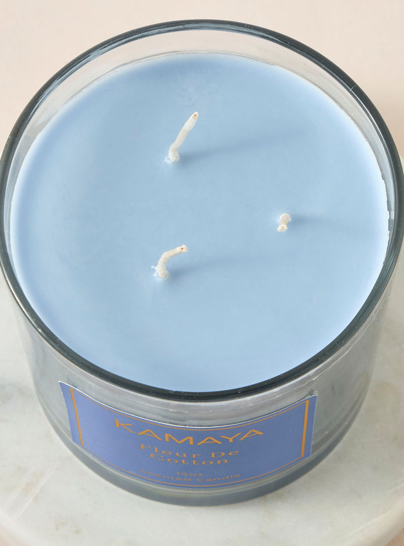 Kamaya Fleur De Cotton Scented 3-Wick Jar Candle - 400 gms-household-homefragrance-candles-image-3