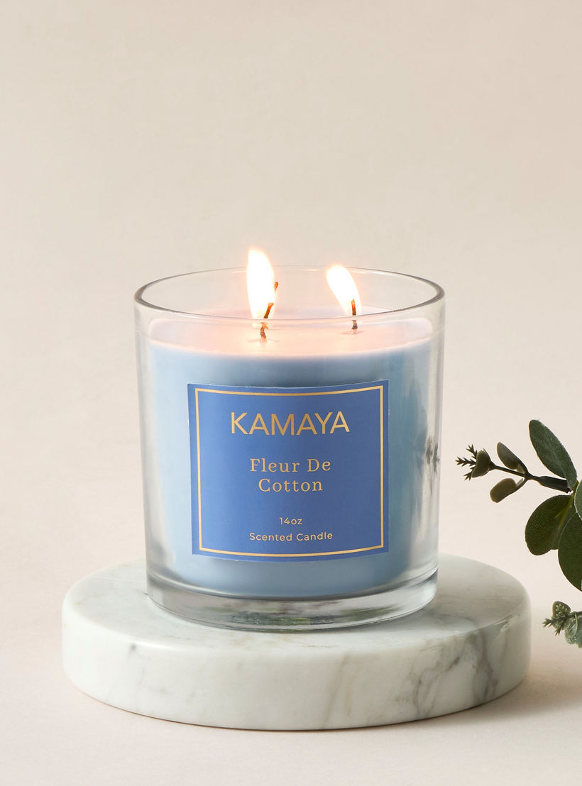 Kamaya Fleur De Cotton Scented 3-Wick Jar Candle - 400 gms-household-homefragrance-candles-image-4