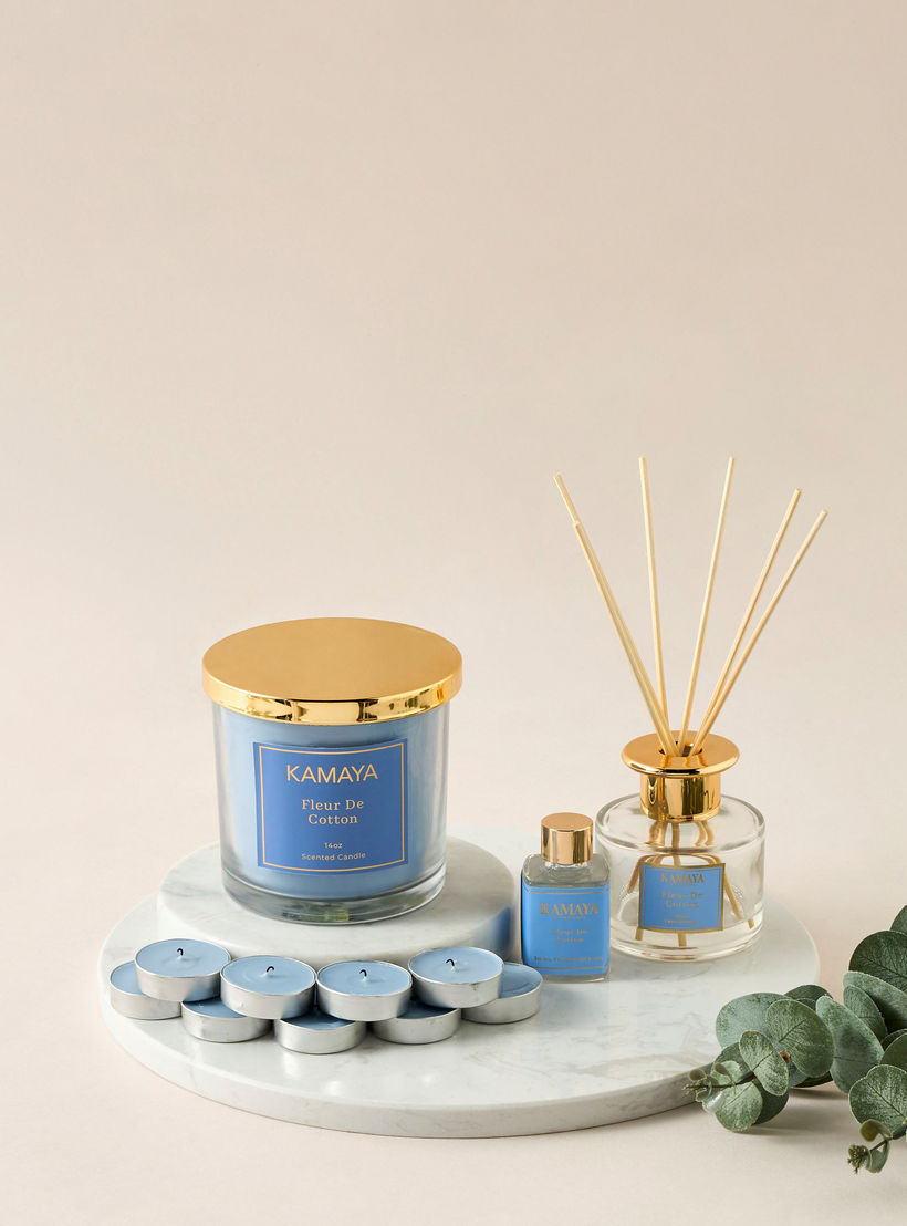 Kamaya Fleur De Cotton Scented 3-Wick Jar Candle - 400 gms-household-homefragrance-candles-image-5