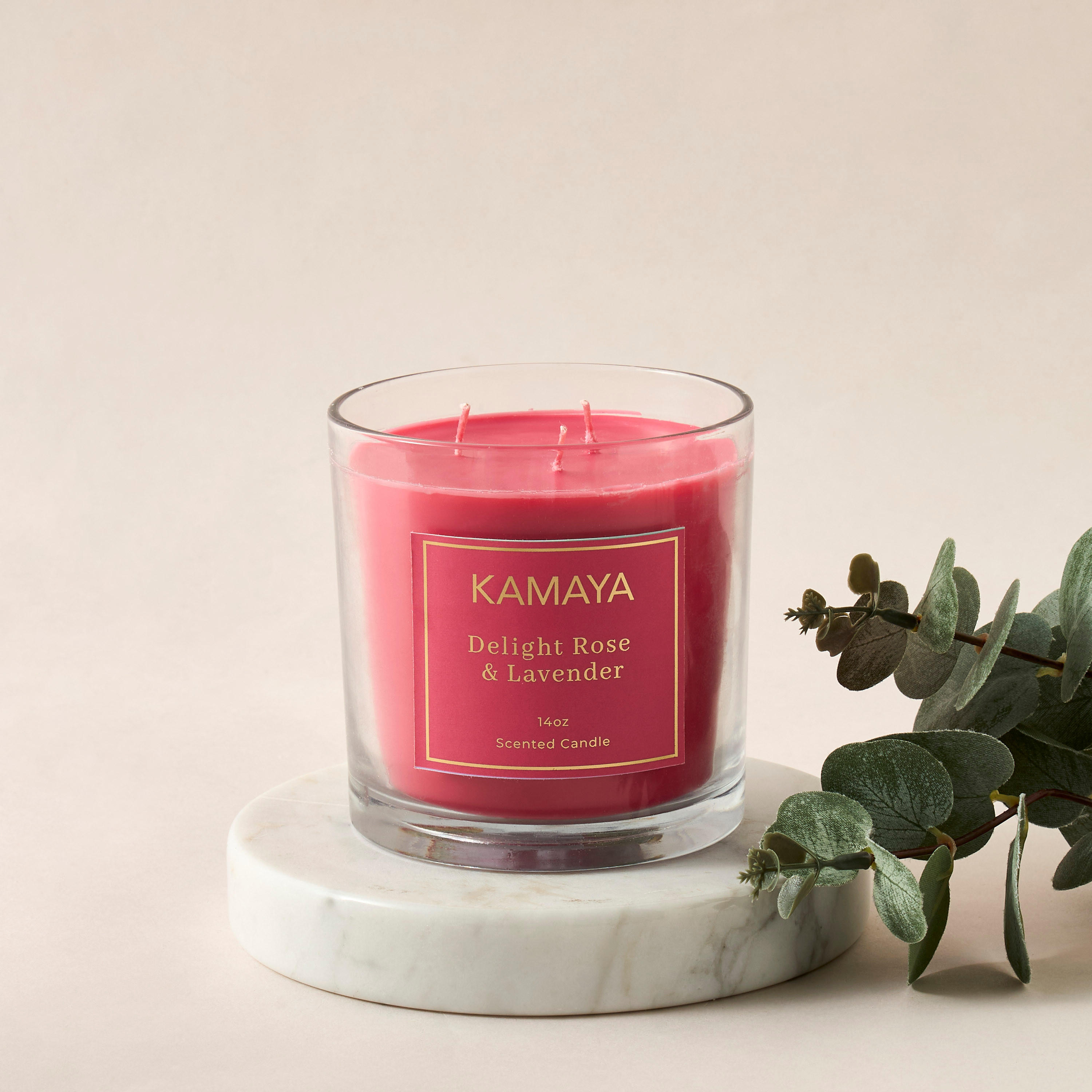 Kamaya Rose & Lavender 3-Wick Jar Candle - 400 gms-household-homefragrance-candles-image-1