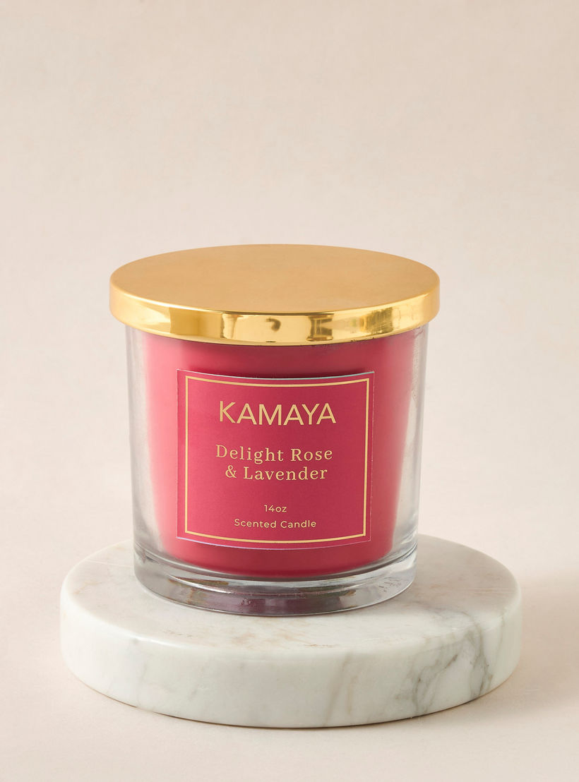 Kamaya Rose & Lavender 3-Wick Jar Candle - 400 gms-household-homefragrance-candles-image-2