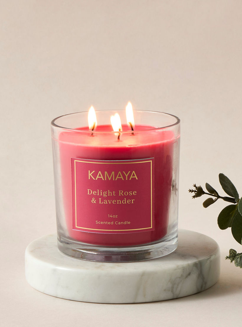 Kamaya Rose & Lavender 3-Wick Jar Candle - 400 gms-household-homefragrance-candles-image-4