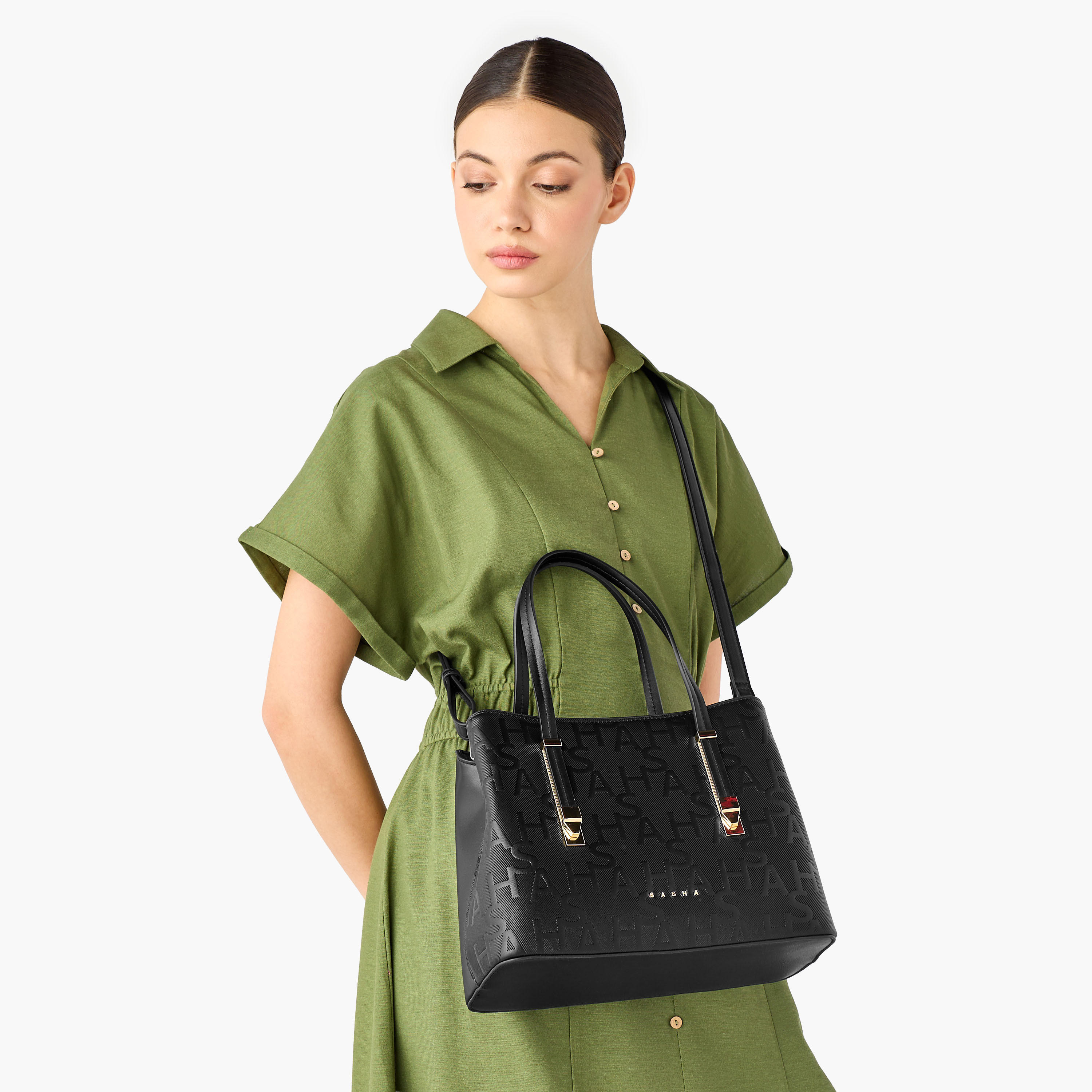 Sasha Kodes Monogram Embossed Tote Bag with Detachable Strap-women-bagsandwallets-handbags-image-10