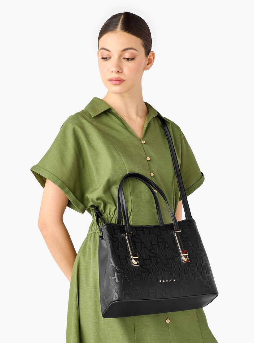 Sasha Kodes Monogram Embossed Tote Bag with Detachable Strap-women-bagsandwallets-handbags-image-10