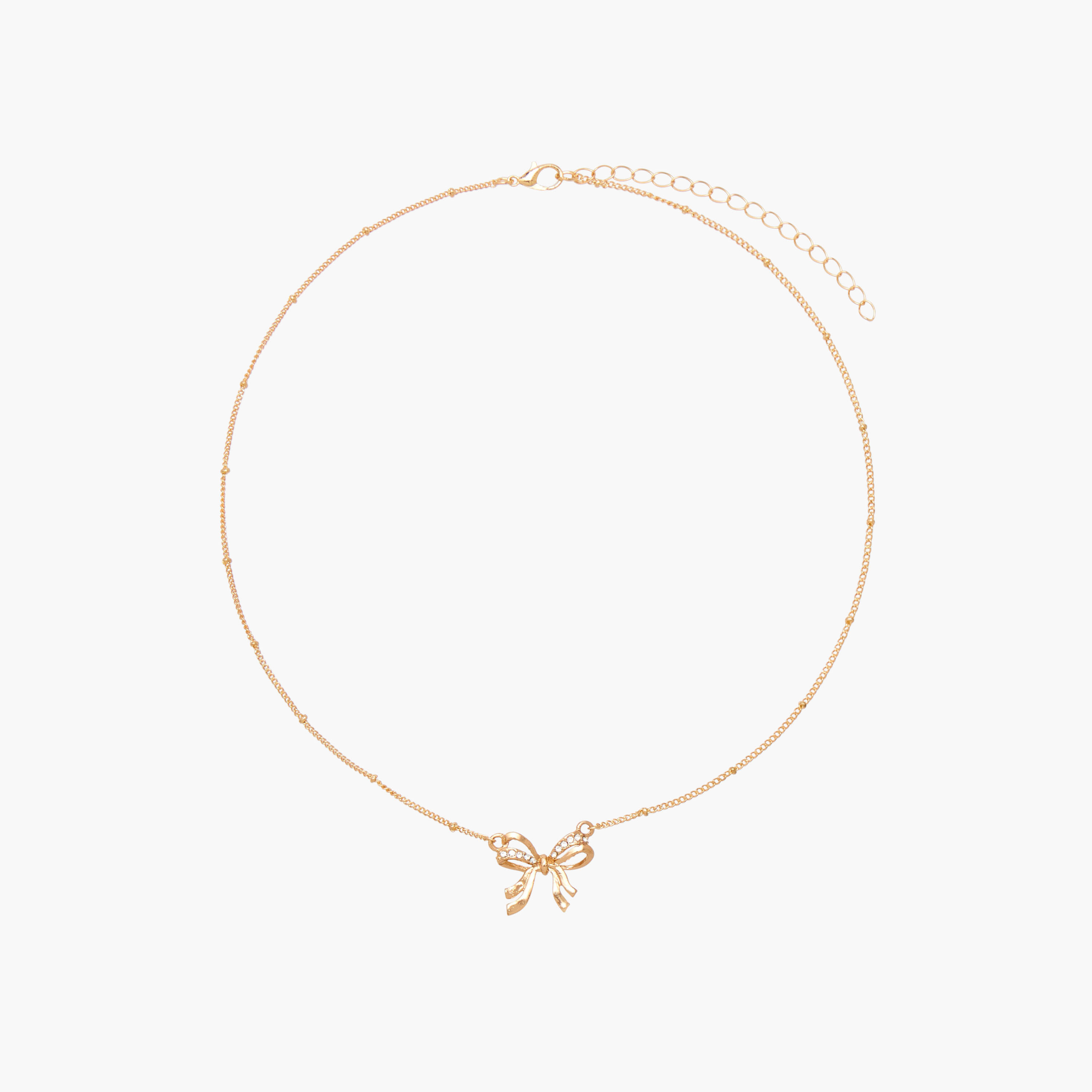 Gold Tone Embellished Bow Pendant Necklace-women-watchesandjewellery-jewellery-necklacesandpendants-image-1
