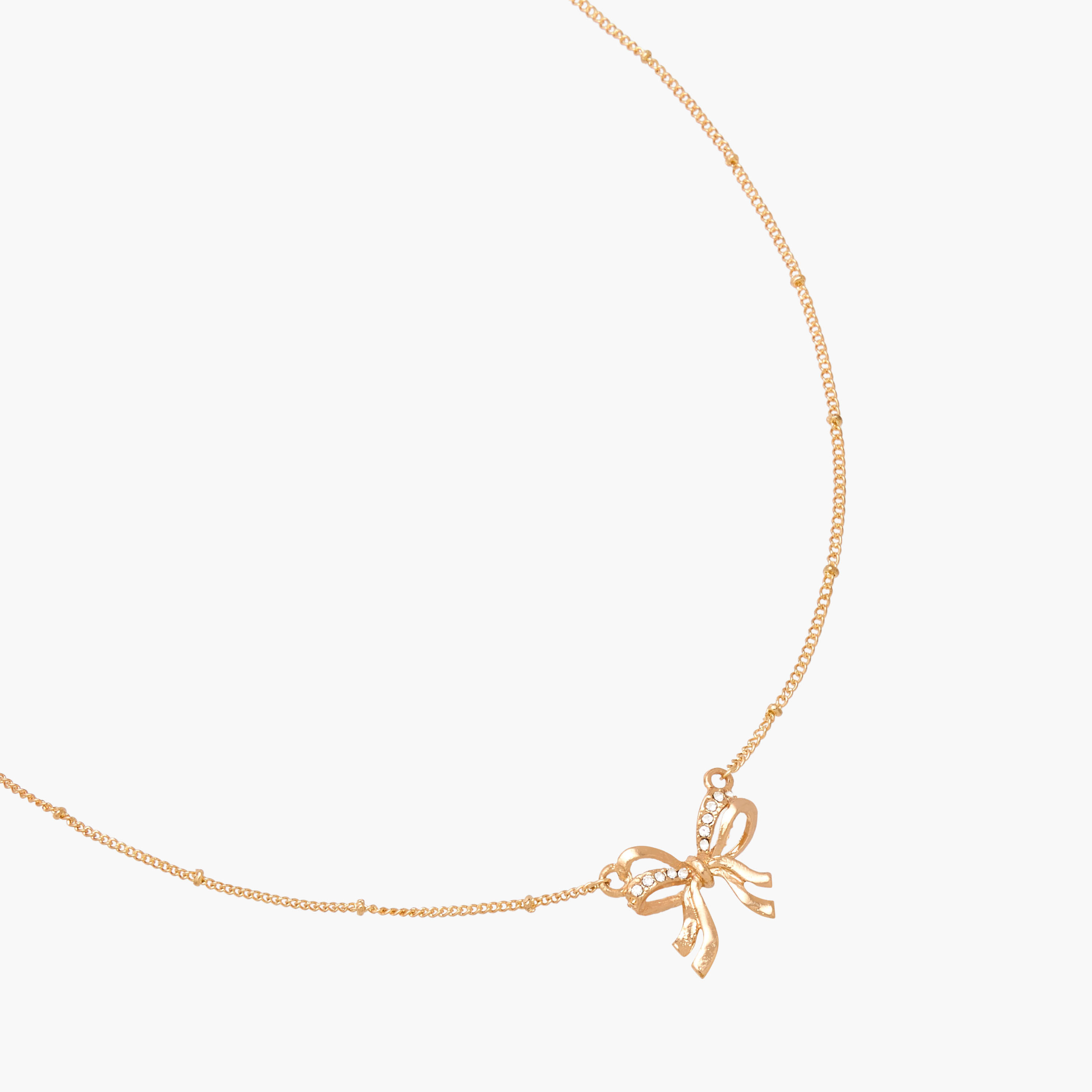 Gold Tone Embellished Bow Pendant Necklace-women-watchesandjewellery-jewellery-necklacesandpendants-image-2