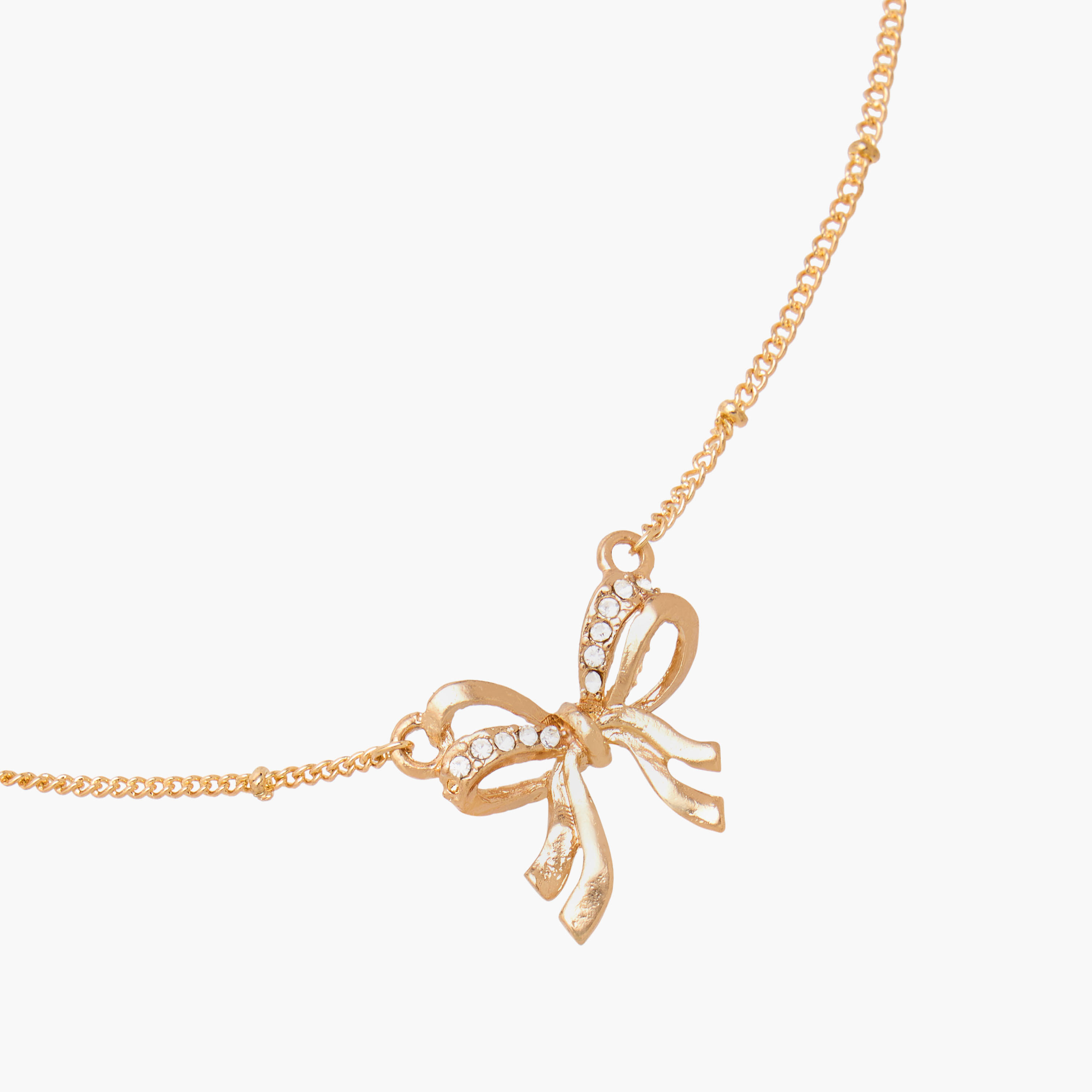 Gold Tone Embellished Bow Pendant Necklace-women-watchesandjewellery-jewellery-necklacesandpendants-image-4