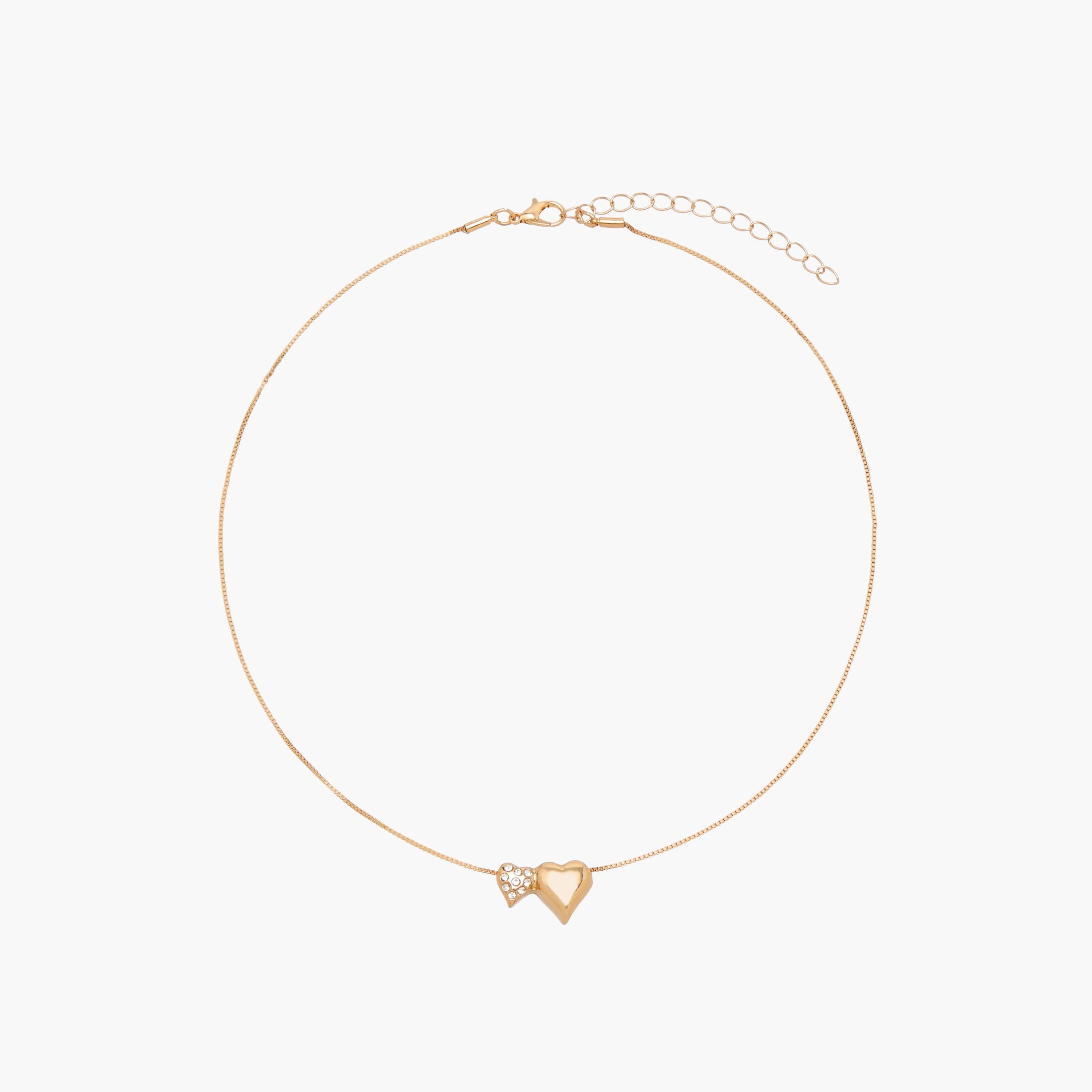 Gold Tone Embellished Heart Pendant Necklace-women-watchesandjewellery-jewellery-necklacesandpendants-image-1