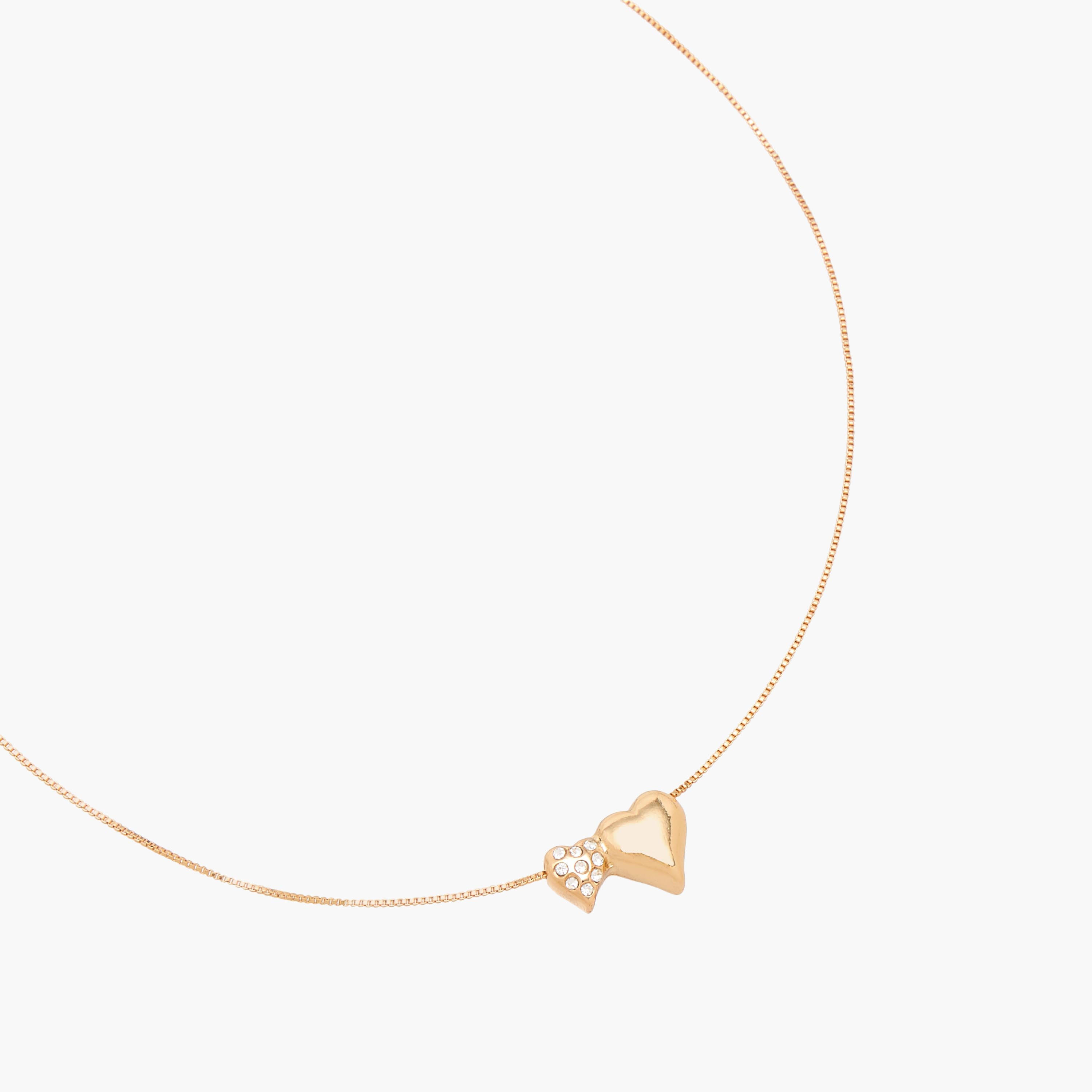 Gold Tone Embellished Heart Pendant Necklace-women-watchesandjewellery-jewellery-necklacesandpendants-image-2