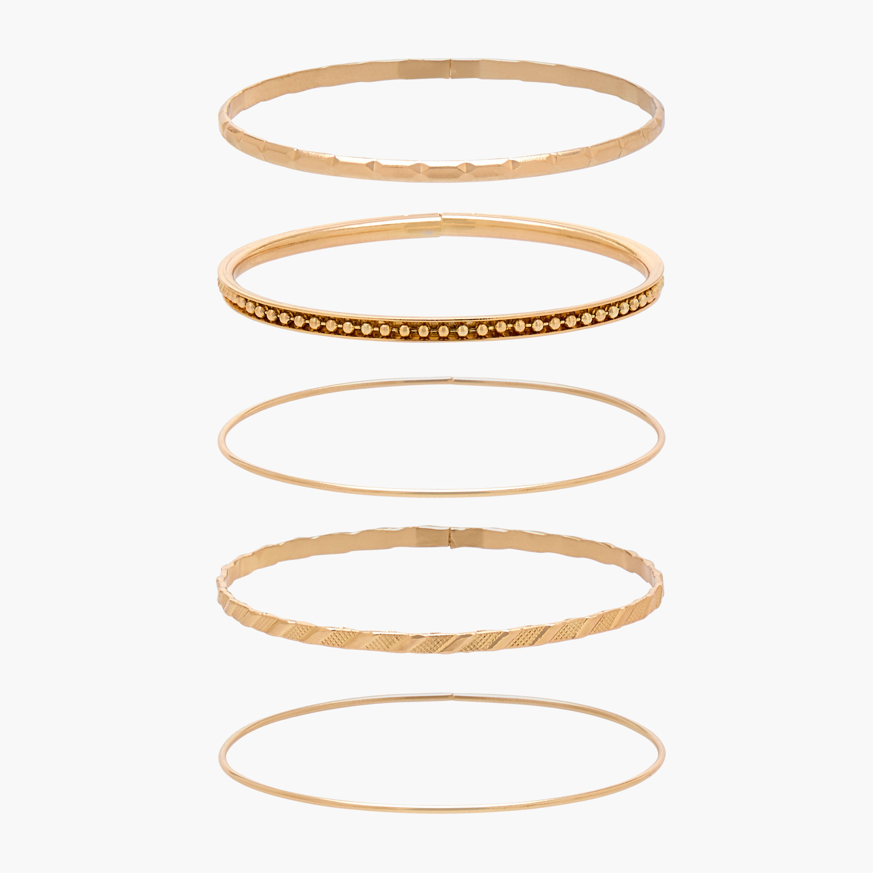 أساور بارزة الملمس بلون ذهبي - عبوة 4 قطع-women-watchesandjewellery-jewellery-banglesandbracelets-image-1