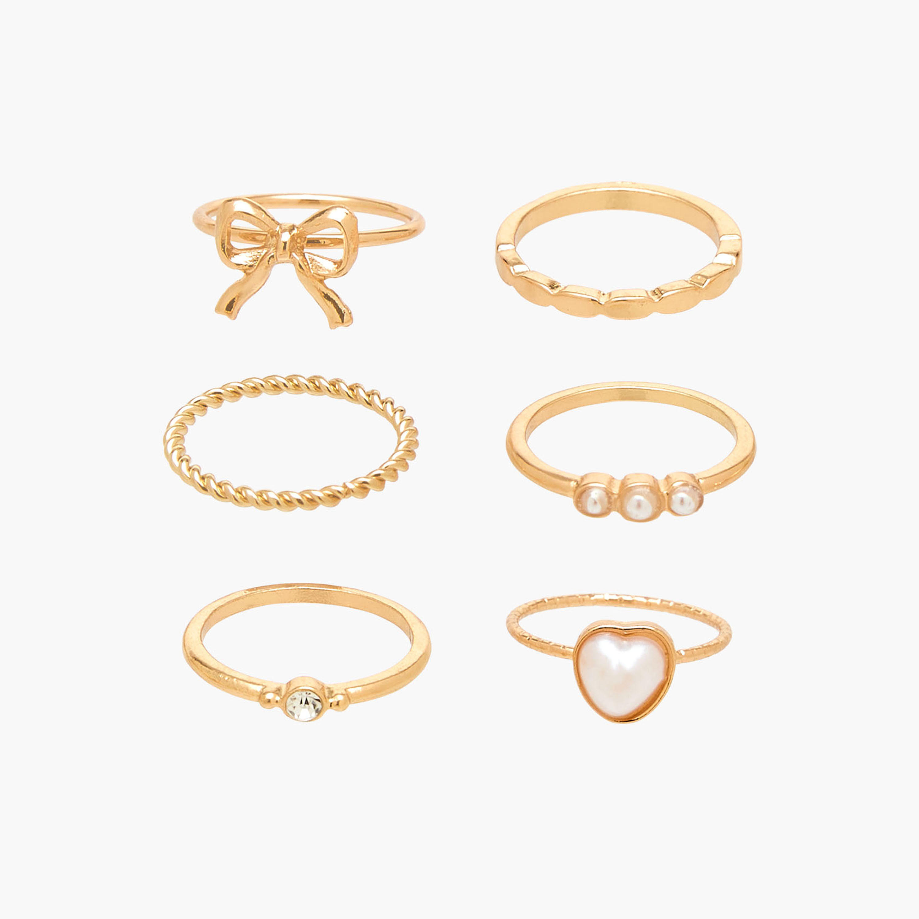 Set of 6 - Assorted Gold Tone Ring-women-watchesandjewellery-jewellery-rings-image-1