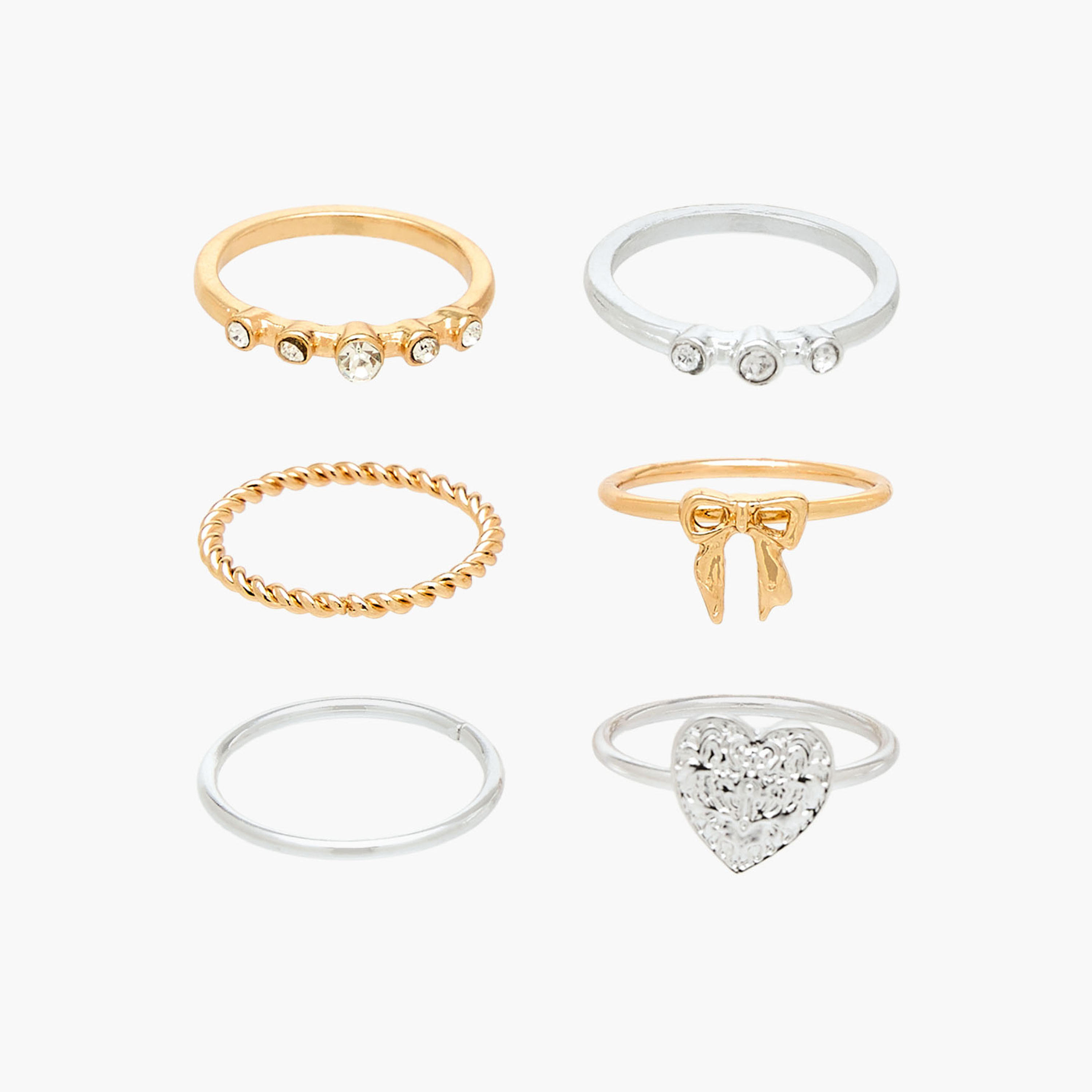 Set of 6 - Assorted Metal Ring-women-watchesandjewellery-jewellery-rings-image-1