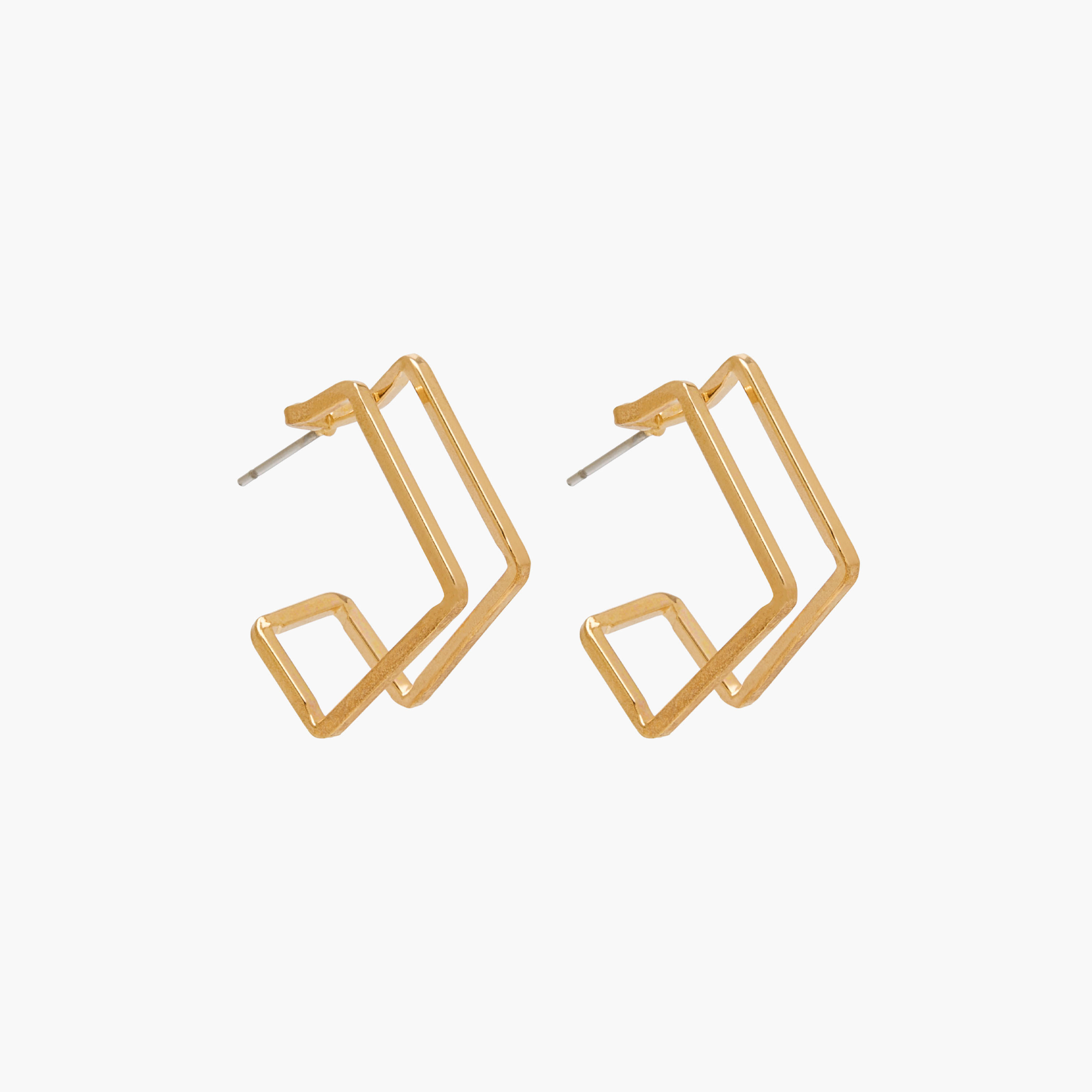 حلقان حلقية بلون ذهبي ومكبس إغلاق - عبوة 3 قطع-women-watchesandjewellery-jewellery-earrings-image-2