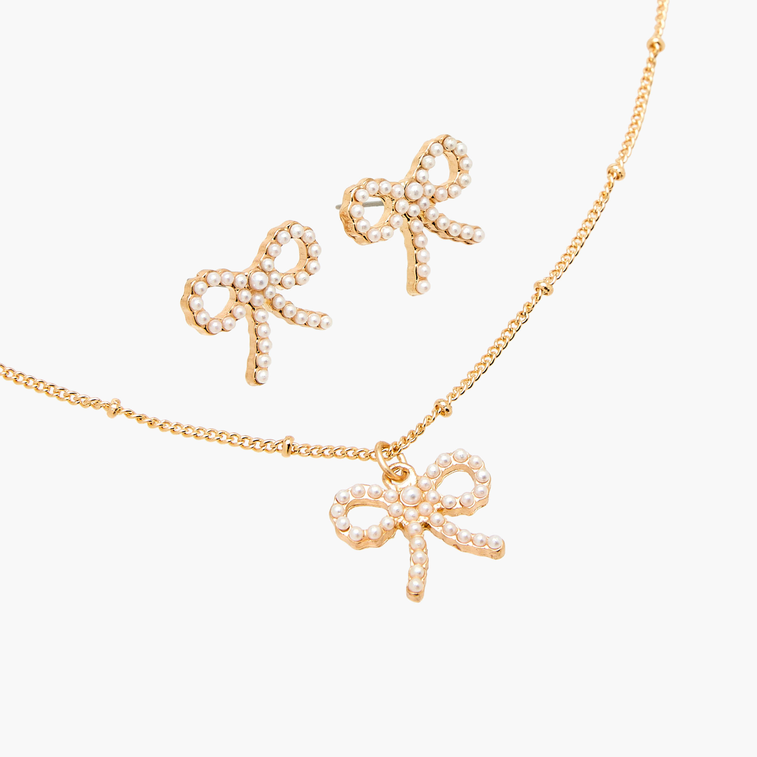 Set of 2 - Bow Embellished Gold Tone Pendant Necklace and Earrings-women-watchesandjewellery-jewellery-jewellerysets-image-5